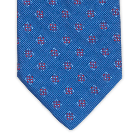 HOLLIDAY & BROWN Handmade Blue Macro-Design Silk Tie NEW