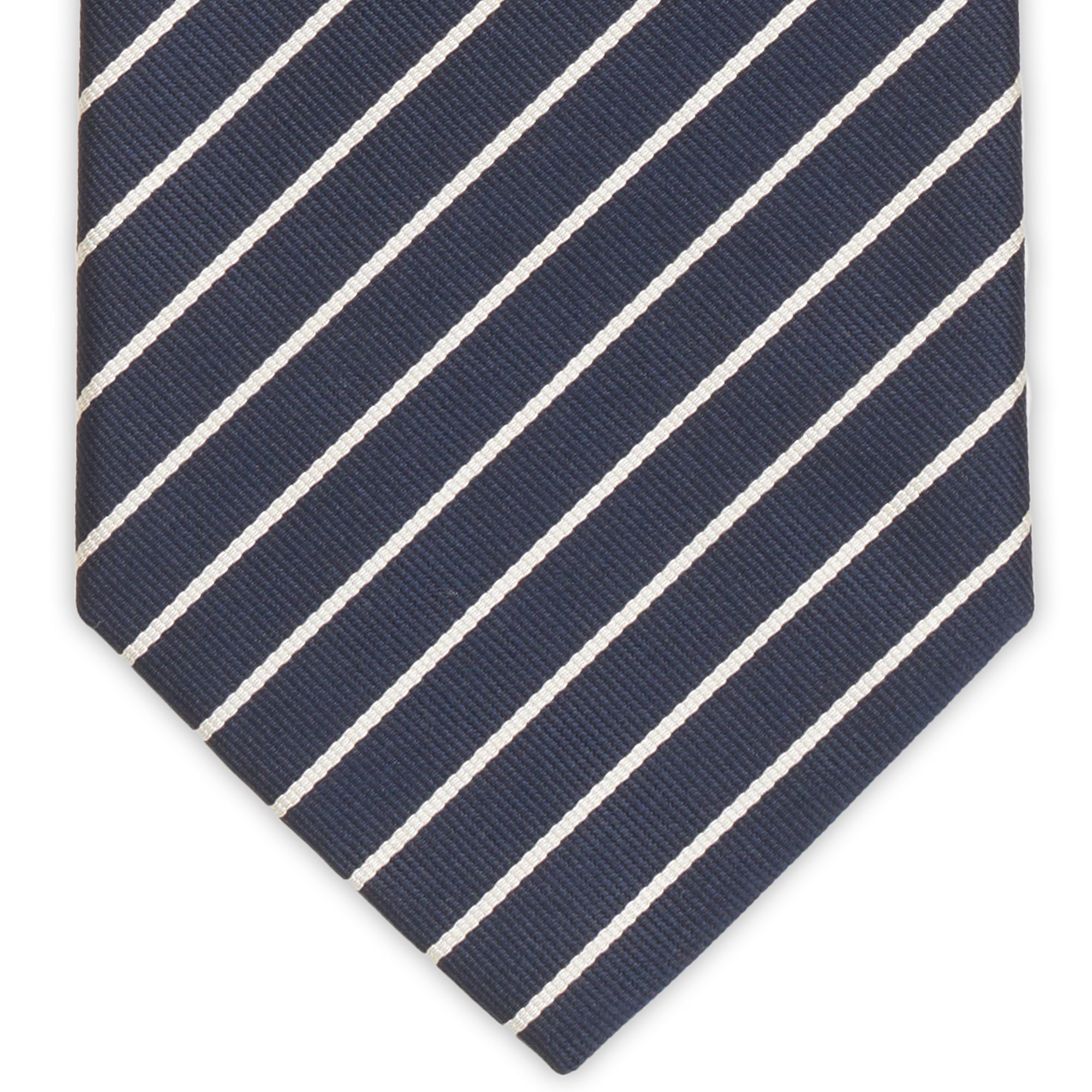 HOLLIDAY & BROWN Handmade Blue Striped Design Silk Tie NEW