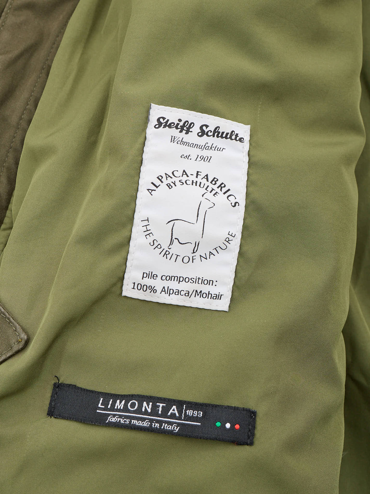 HOLUBAR "Boulder" 70th Anniv Ed Military Green Down Parka Jacket Alpaca Mohair