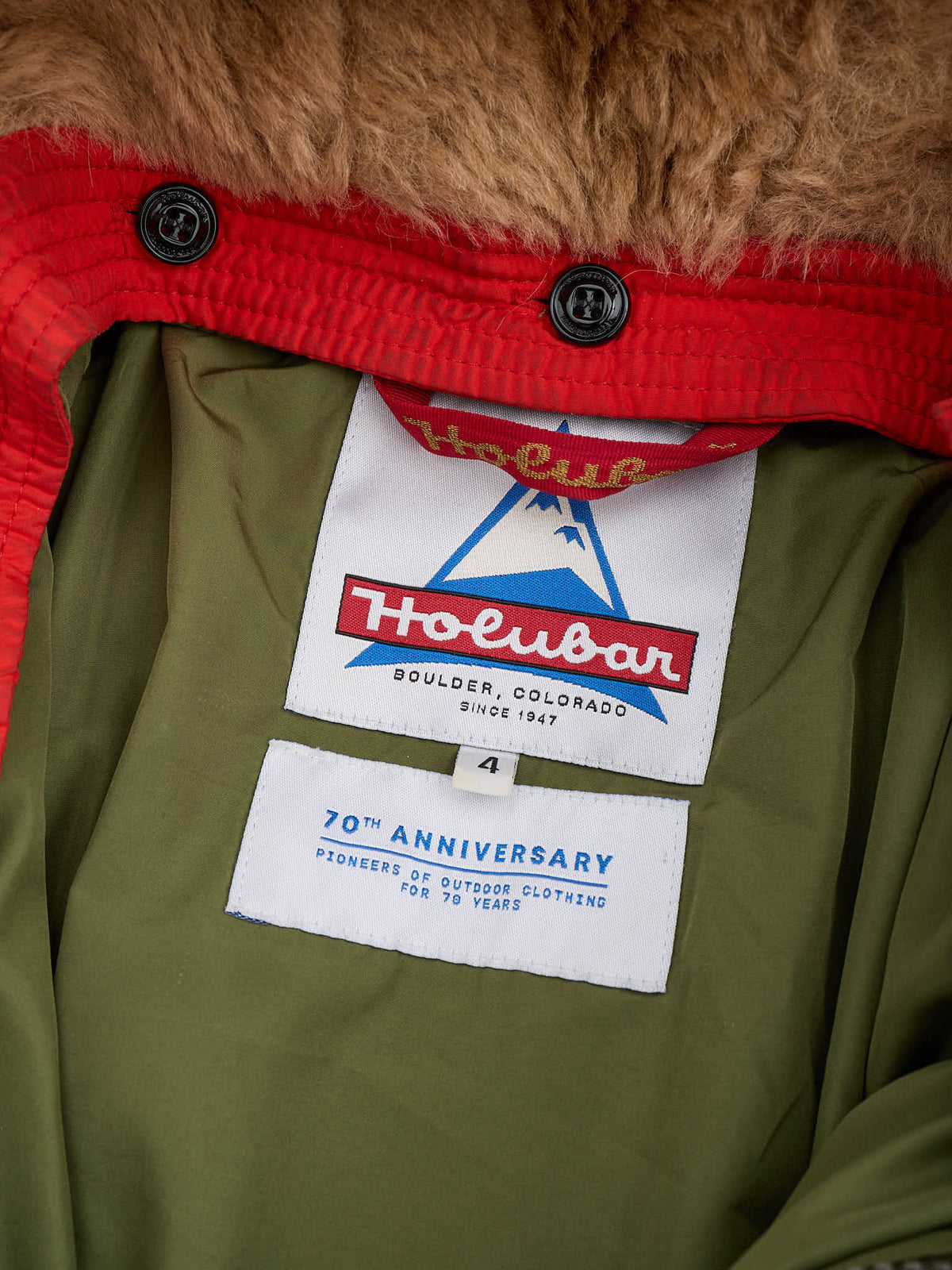 HOLUBAR "Boulder" 70th Anniv Ed Military Green Down Parka Jacket Alpaca Mohair