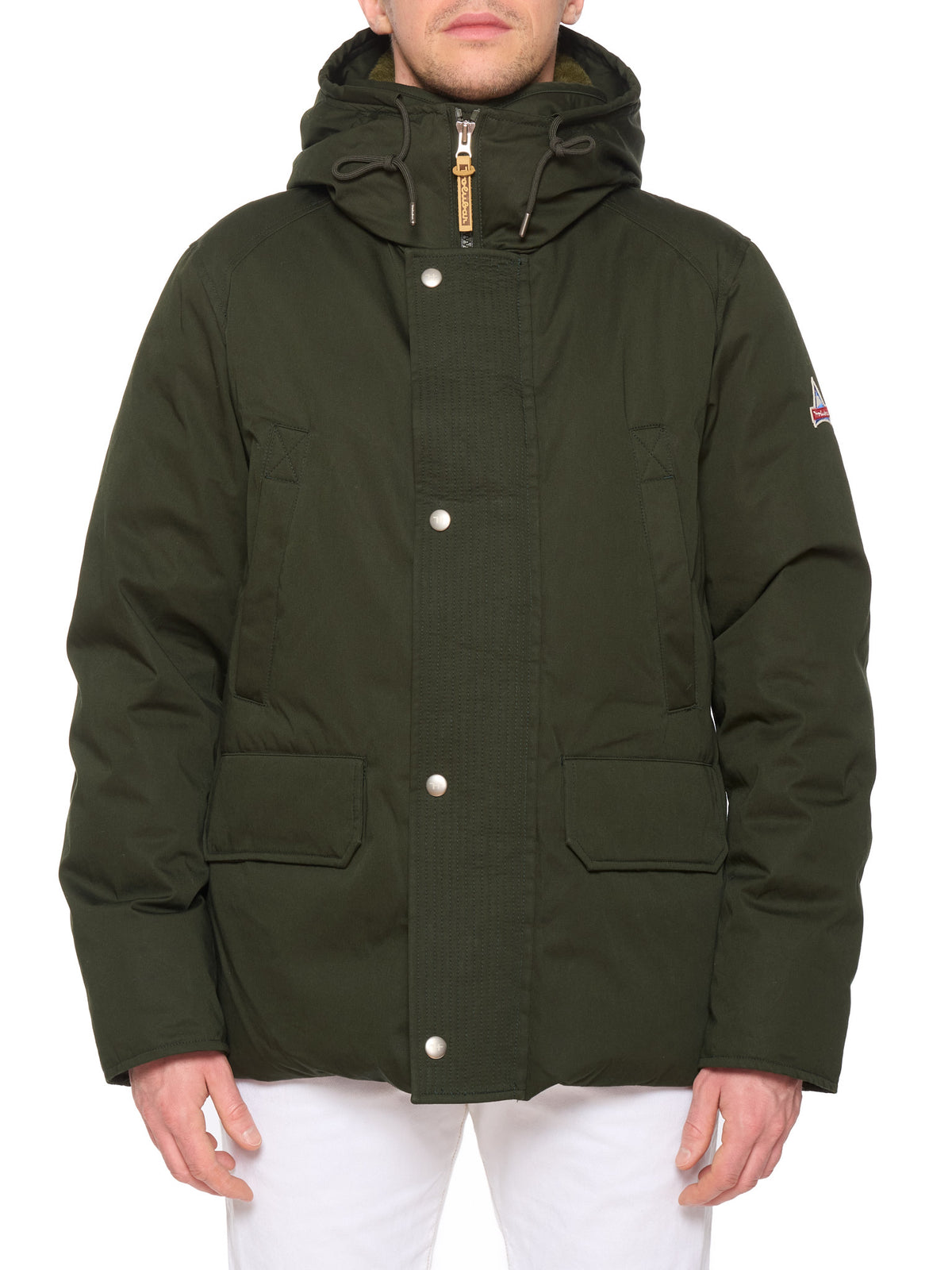HOLUBAR "Short Boulder" Forest Green Down Jacket Hooded Parka NEW L