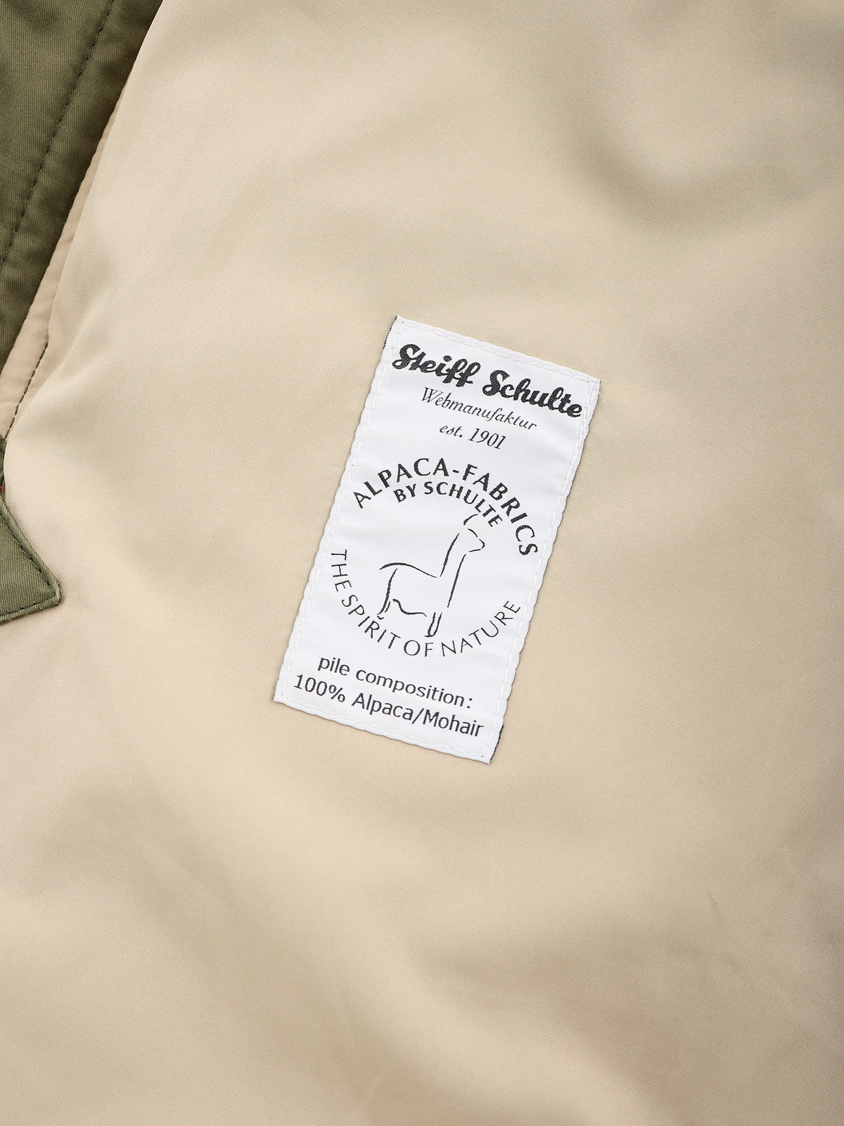 HOLUBAR "Short Boulder" Olive Green Cotton Down Filled Parka Jacket Alpaca Mohair Parts