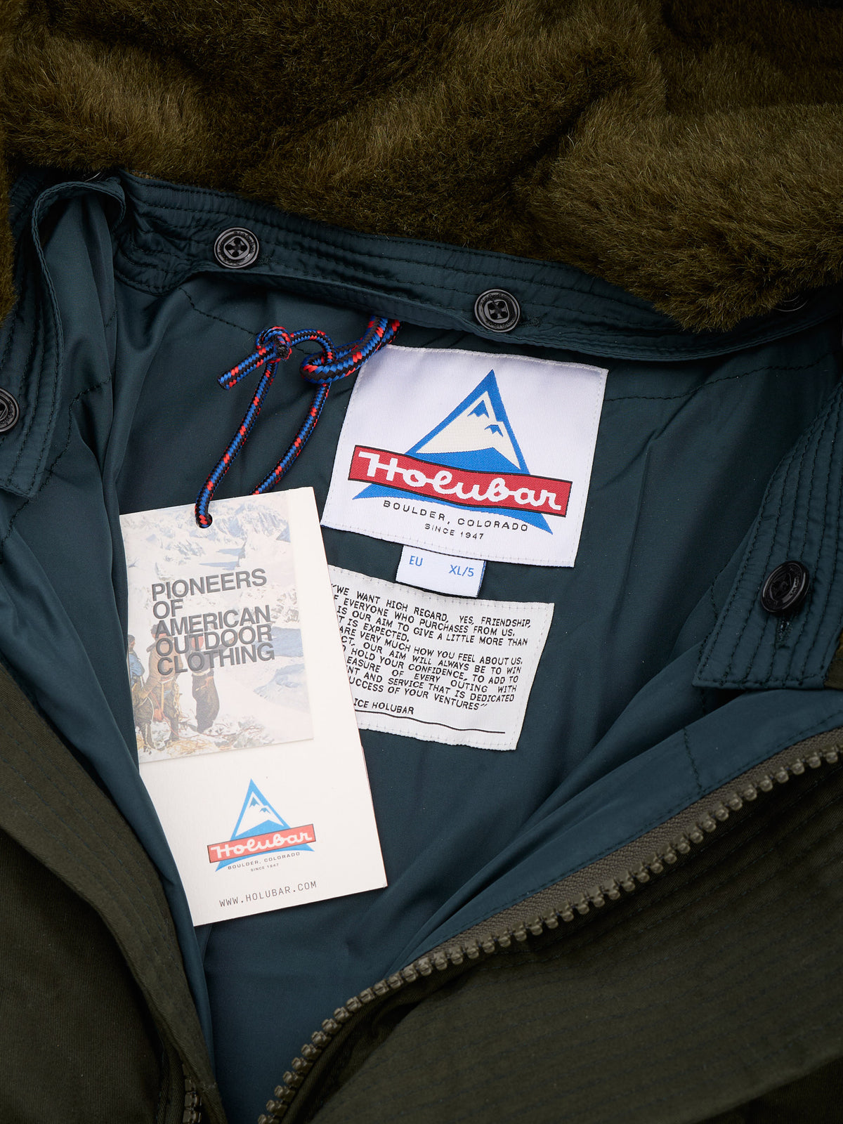HOLUBAR "Short Boulder" Forest Green Down Jacket Hooded Parka NEW L