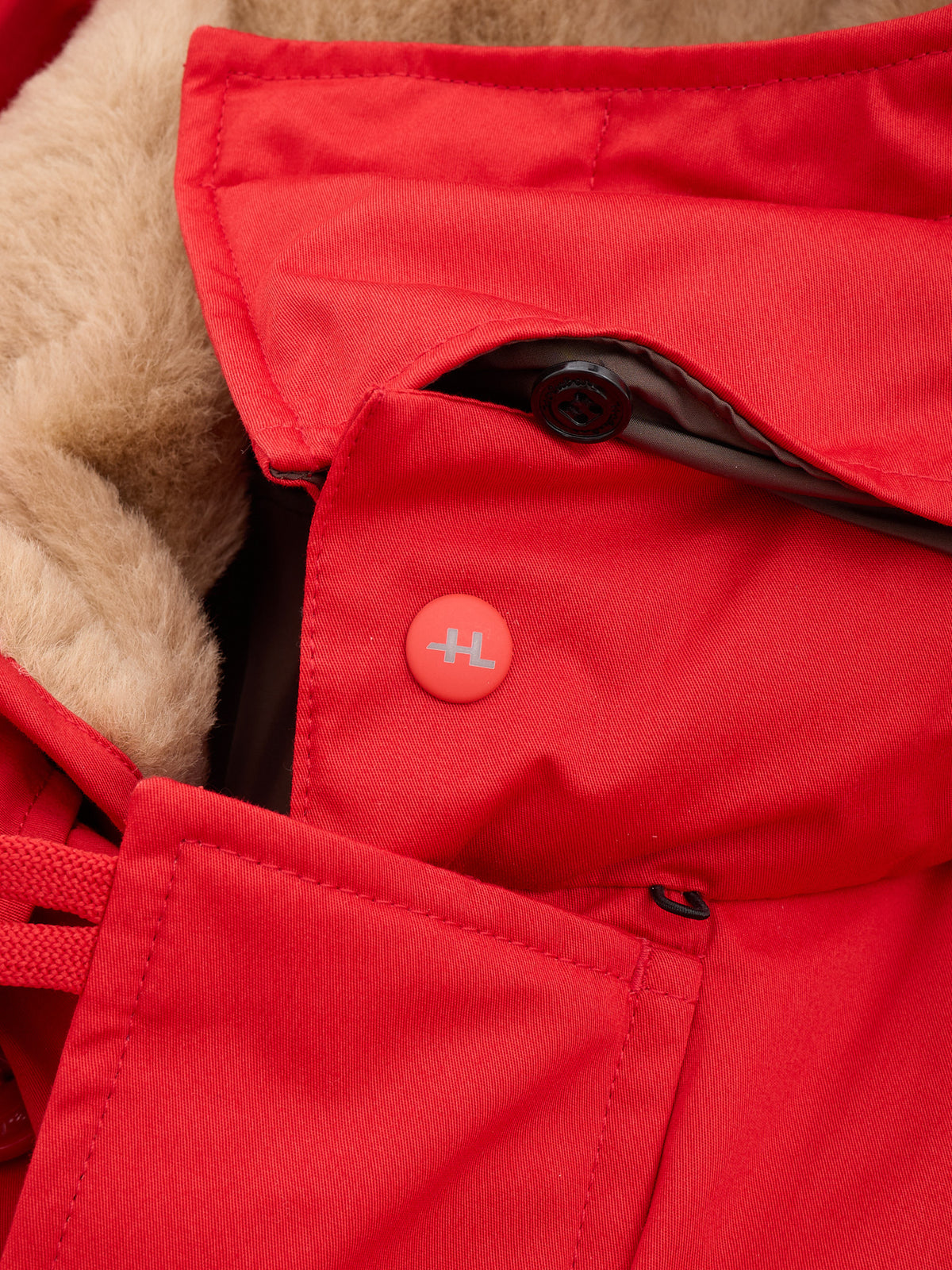 HOLUBAR "Boulder" Red Down-Feather Jacket Hooded Parka NEW