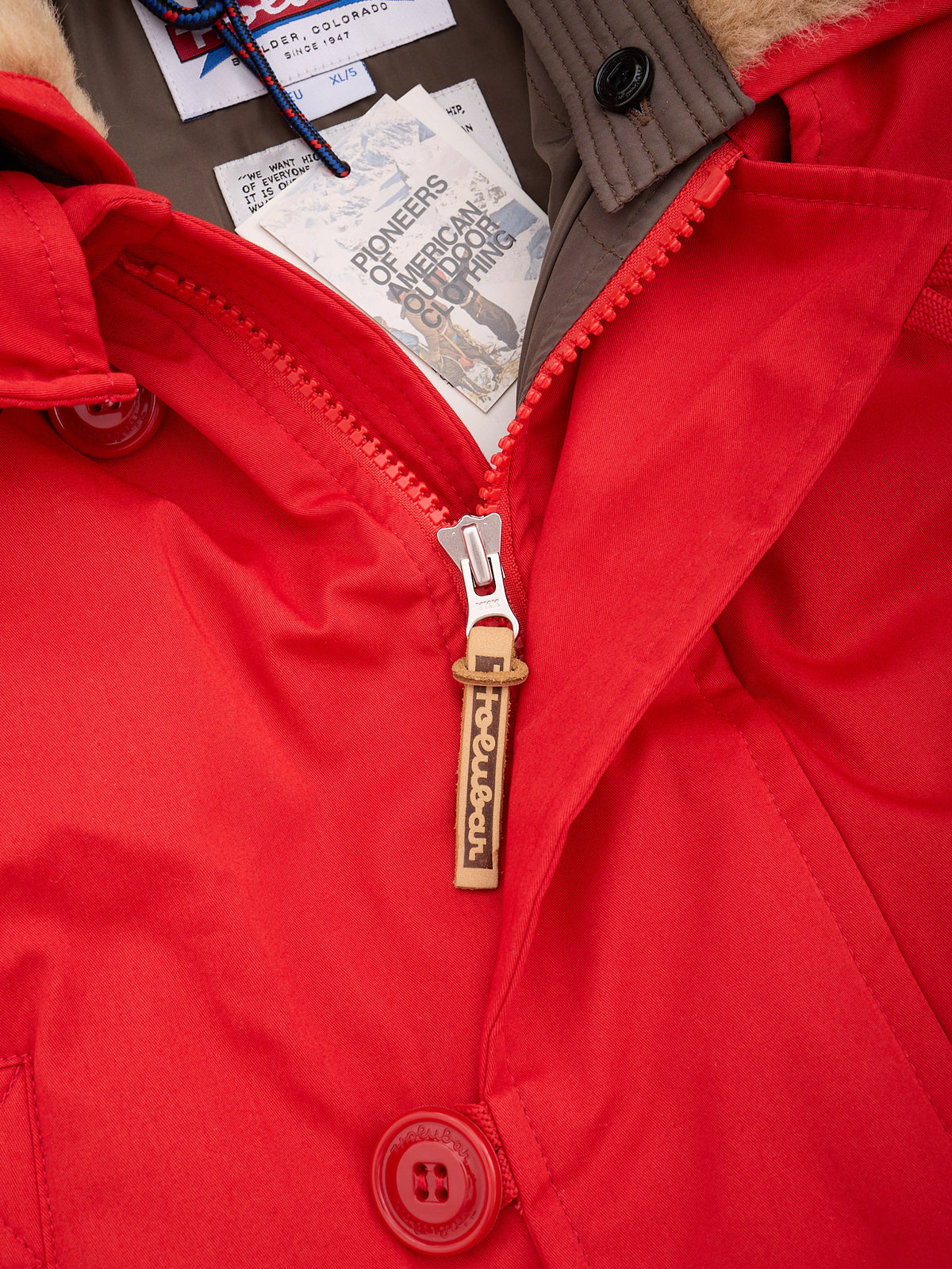 HOLUBAR "Boulder" Red Down-Feather Jacket Hooded Parka NEW
