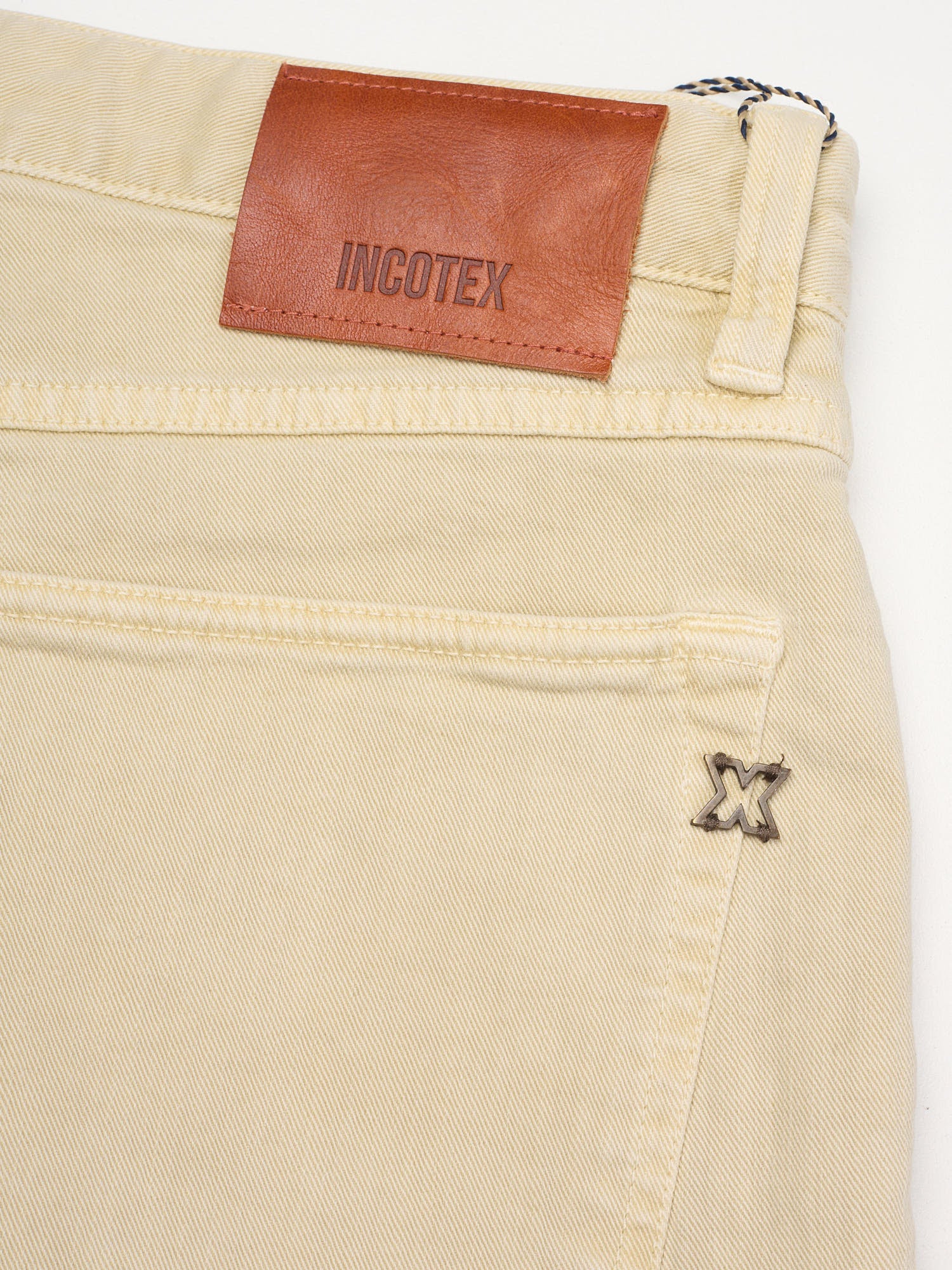 INCOTEX "Slacks" Beige Cotton Short Fit Jeans NEW Size 35