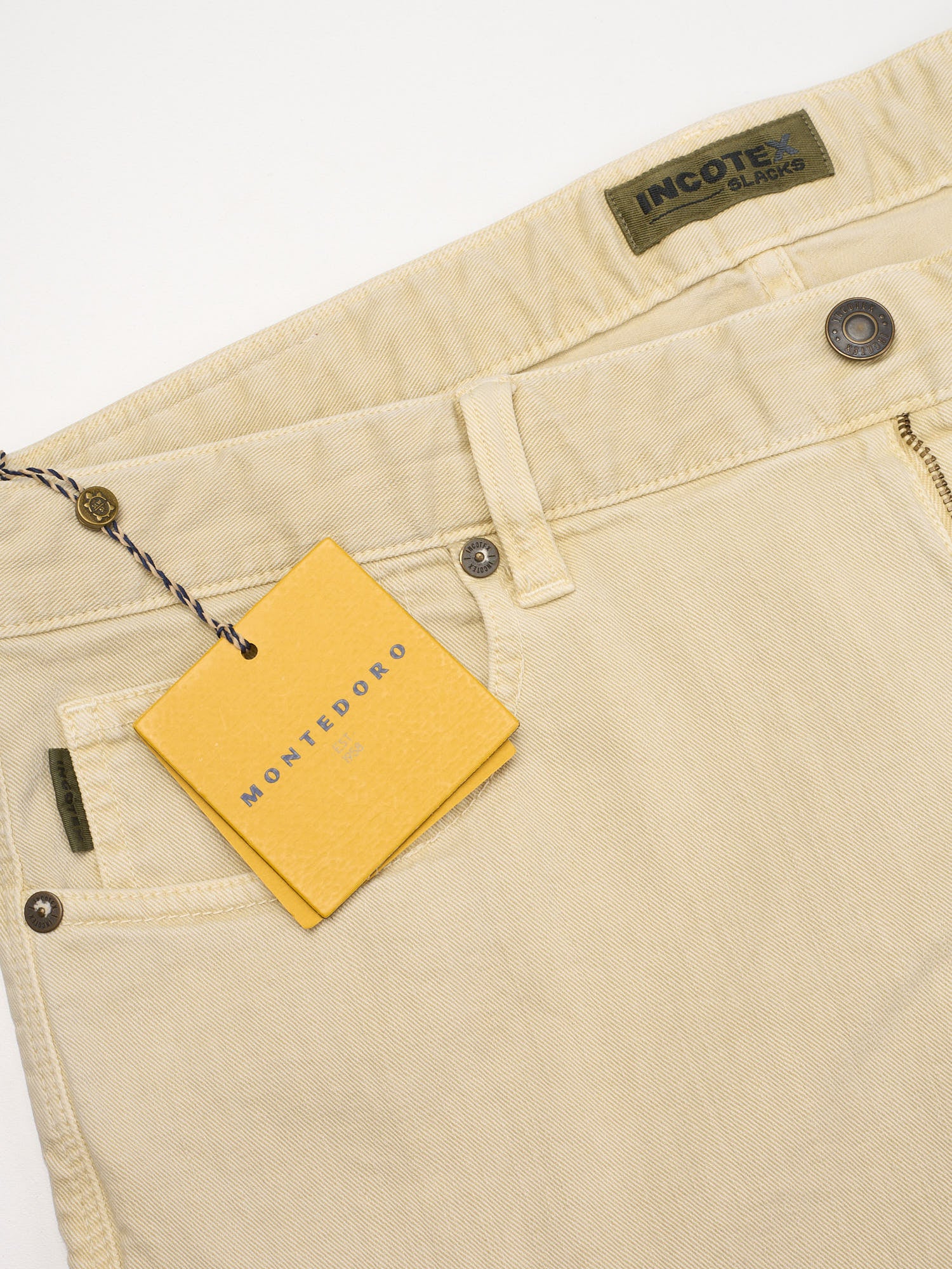 INCOTEX "Slacks" Beige Cotton Short Fit Jeans NEW Size 35