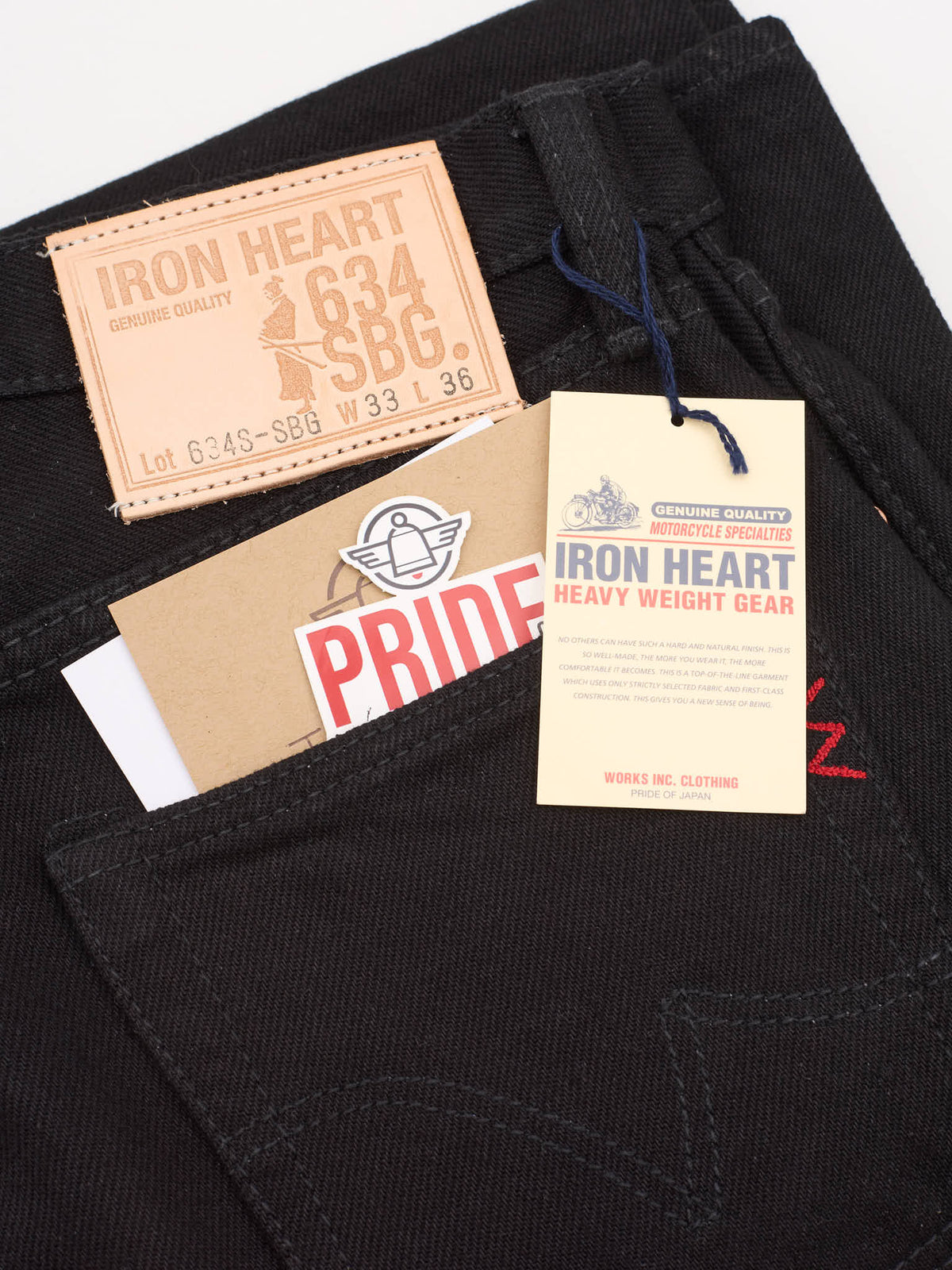 RARE IRON HEART 634 21oz Selvedge Denim Straight Cut Jeans - Superblack