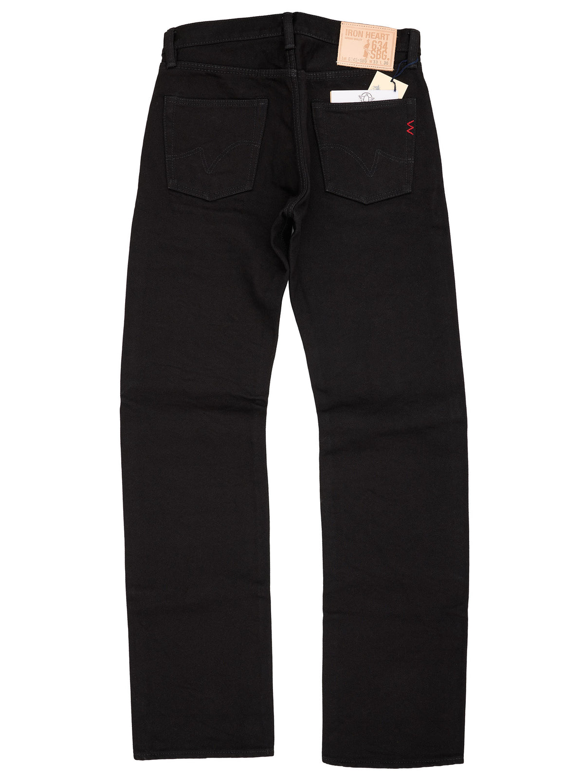 RARE IRON HEART 634 21oz Selvedge Denim Straight Cut Jeans - Superblack