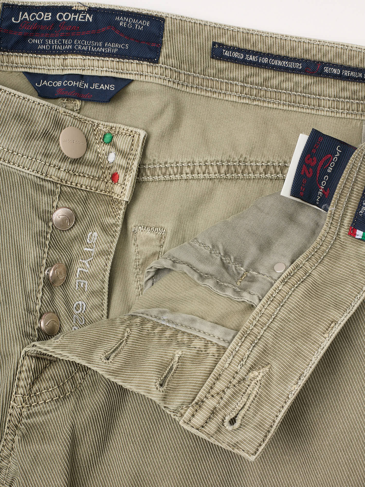 JACOB COHEN 622 Olive Green Cotton Chino Pants US 32
