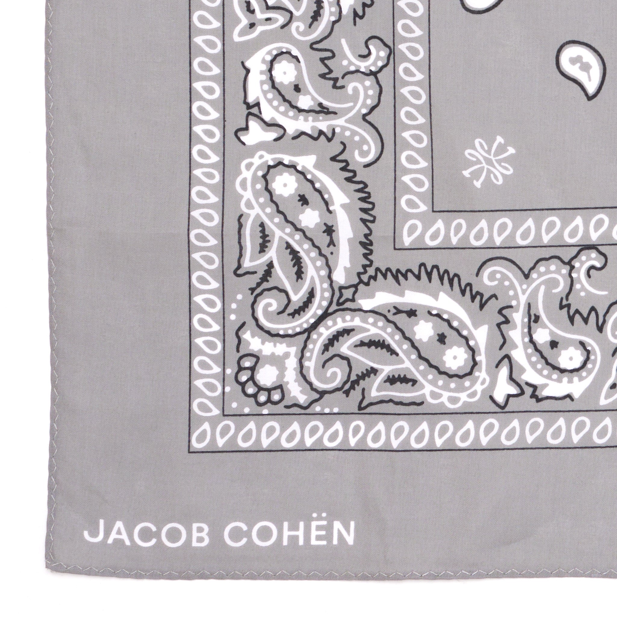 JACOB COHEN Gray Floral Paisley Printed Pattern Cotton Pocket Square NEW JACOB COHEN