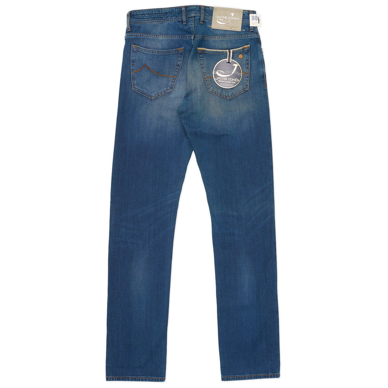 JACOB COHEN Handmade Limited Ed. of 495 Blue Herringbone Denim Jeans NEW US 30