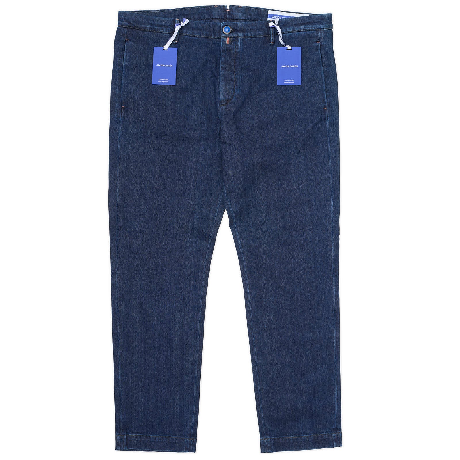 JACOB COHEN "Adam" Handmade Blue Denim Cotton Straight Fit Jeans NEW US 40