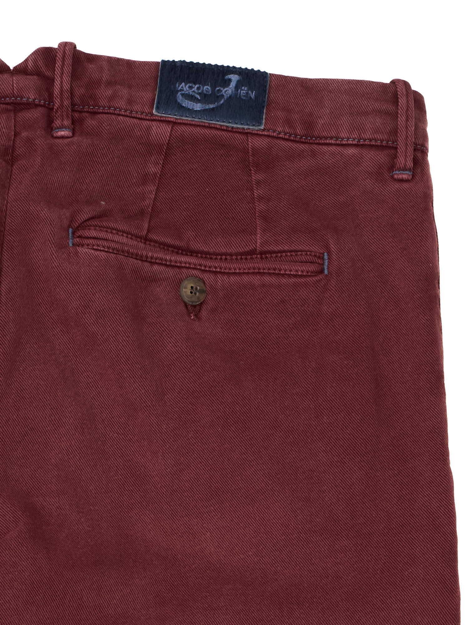 JACOB COHEN Handmade "Bobby" Burgundy Luxury Stretch Denim Chino Pants