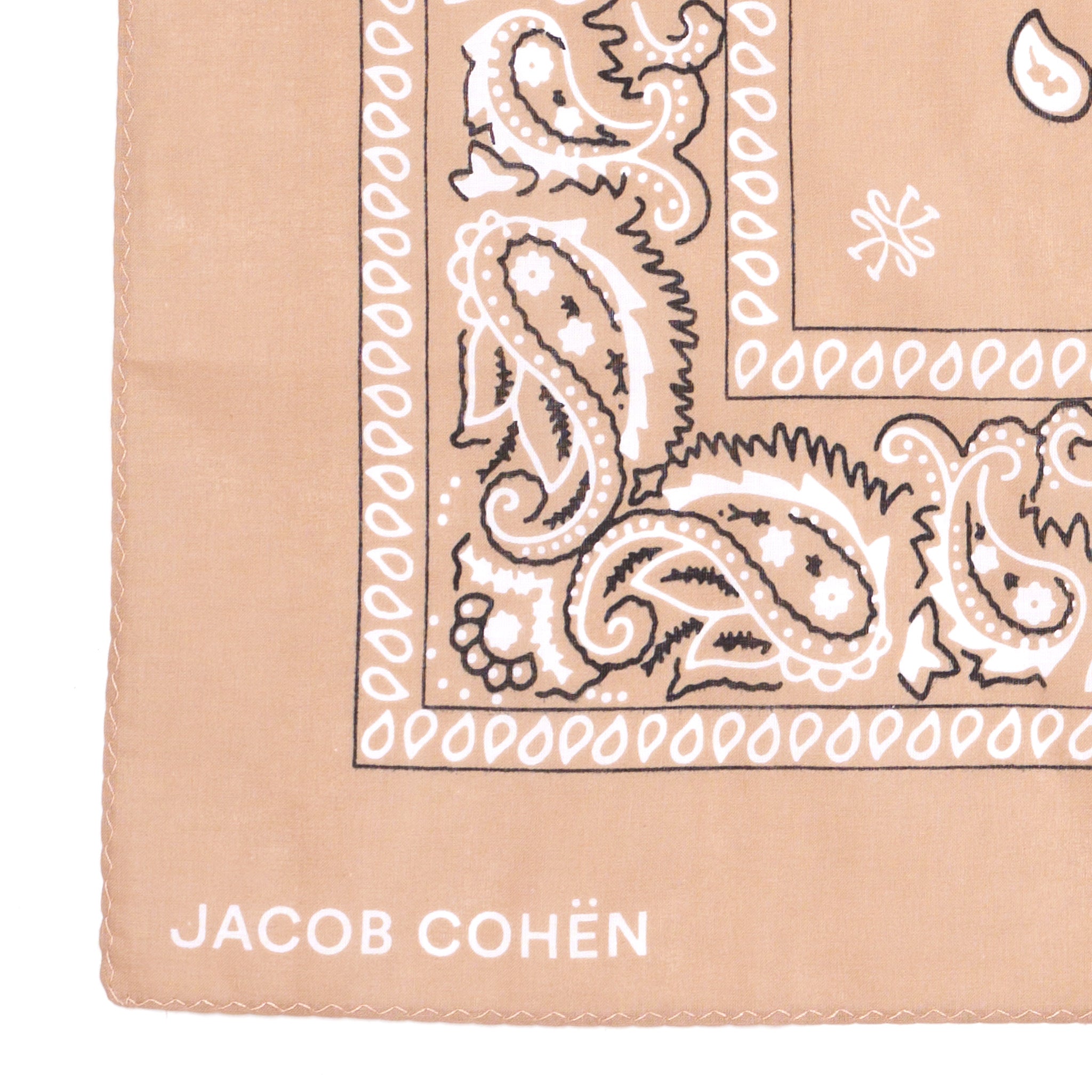 JACOB COHEN Tan Floral Paisley Printed Pattern Cotton Pocket Square NEW JACOB COHEN