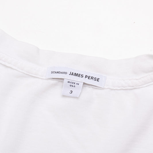 JAMES PERSE Standard Solid White Cotton Short Sleeve V-Neck T-Shirt Size 3 US L USA