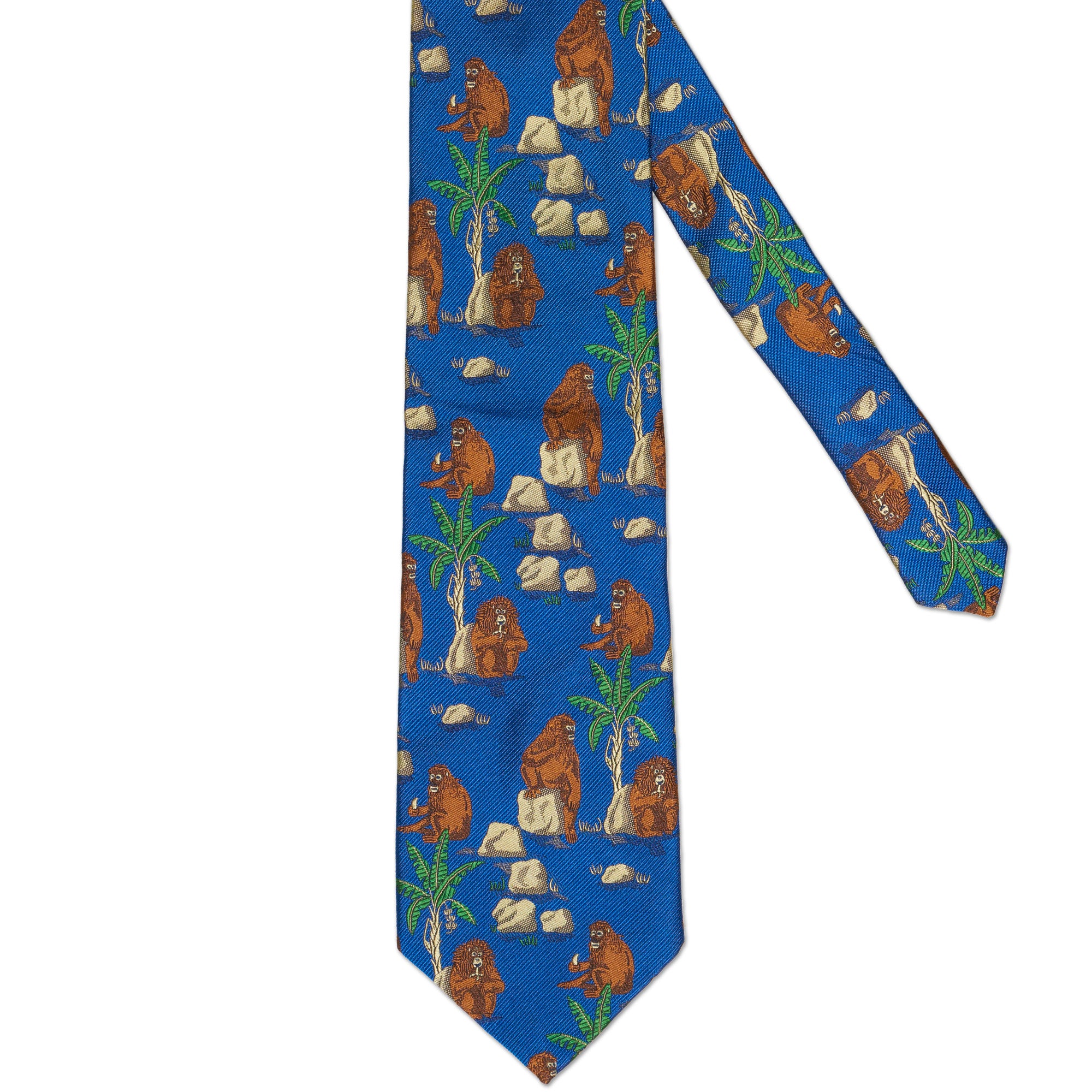 JAY KOS New York Handmade Blue Orangutan Design Silk Tie