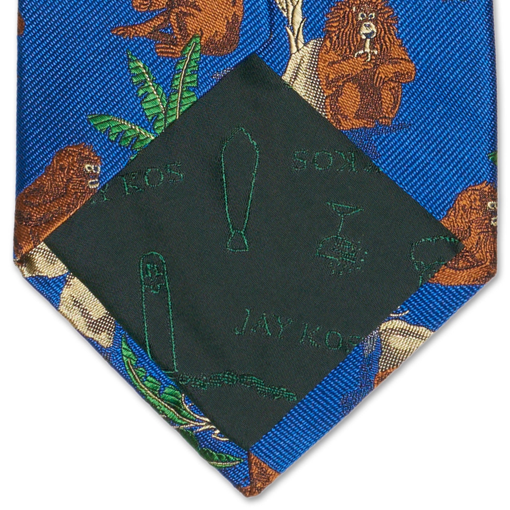 JAY KOS New York Handmade Blue Orangutan Design Silk Tie JAY KOS