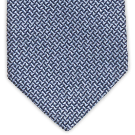 JAY KOS New York Handmade Blue Shepard's Check Design Silk Tie NEW