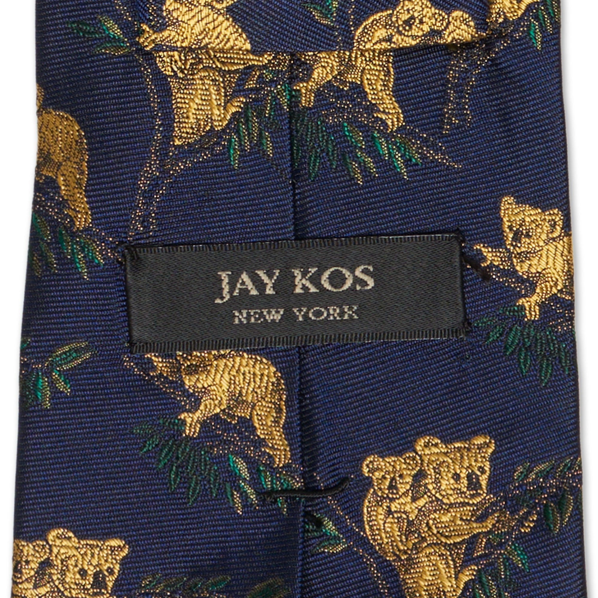 JAY KOS New York Handmade Navy Blue Coala Design Silk Tie JAY KOS