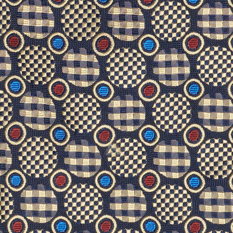 JAY KOS New York Handmade Navy Blue Geometry Cricle Design Silk Tie
