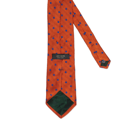 JAY KOS New York Handmade Orange Striped Design Silk Tie