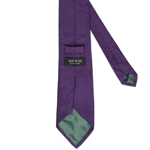 JAY KOS New York Handmade Purple Paisley Design Silk Tie