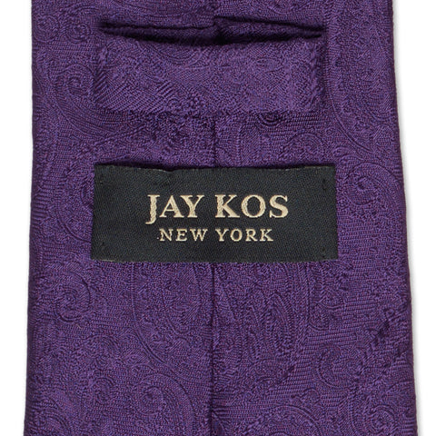 JAY KOS New York Handmade Purple Paisley Design Silk Tie