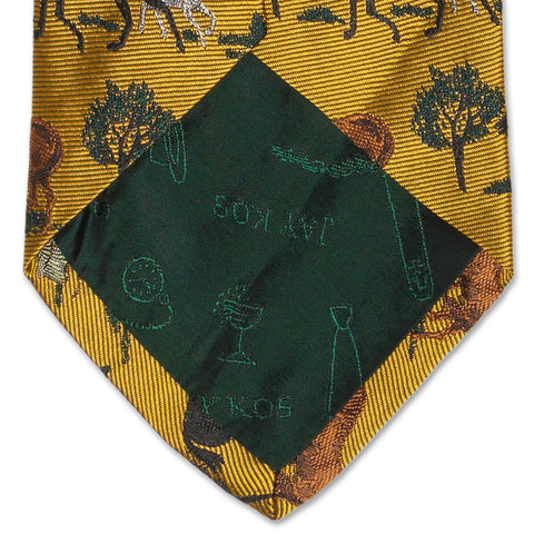 JAY KOS New York Handmade Yellow Horse Design Silk Tie