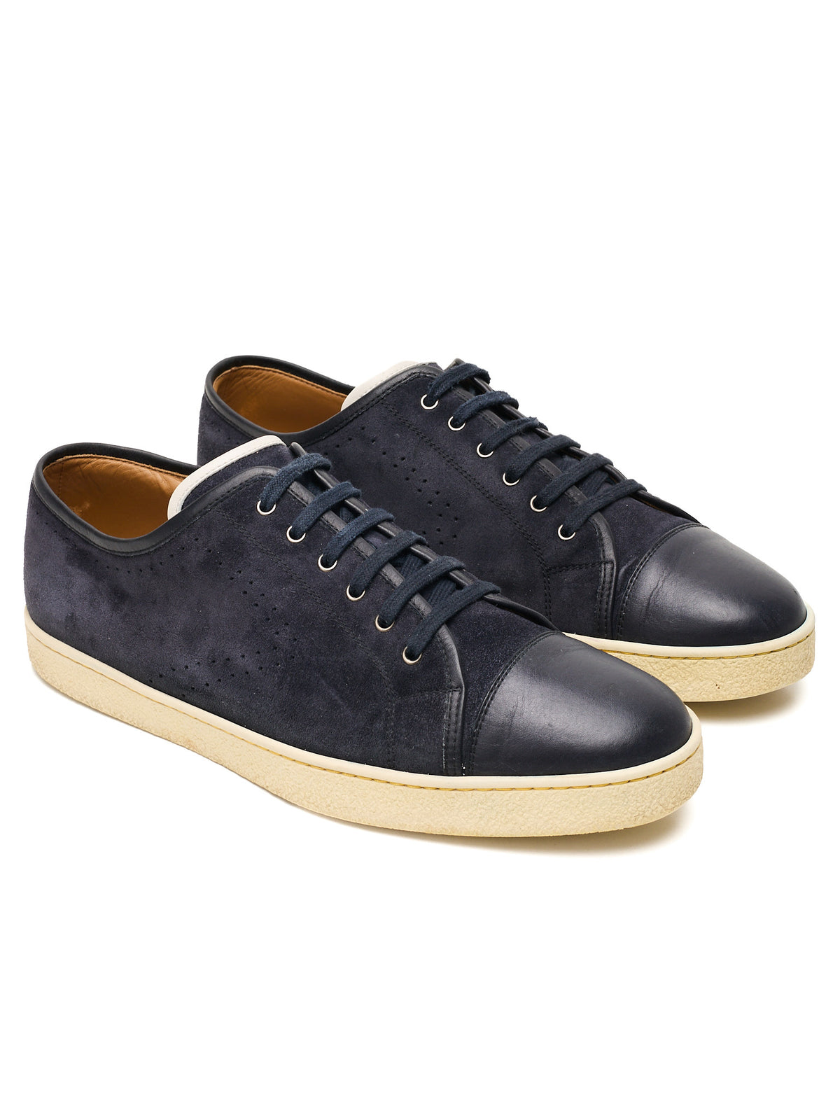 JOHN LOBB Blue "Levah" Cap-Toe Suede Leather Sneakers US 9.5