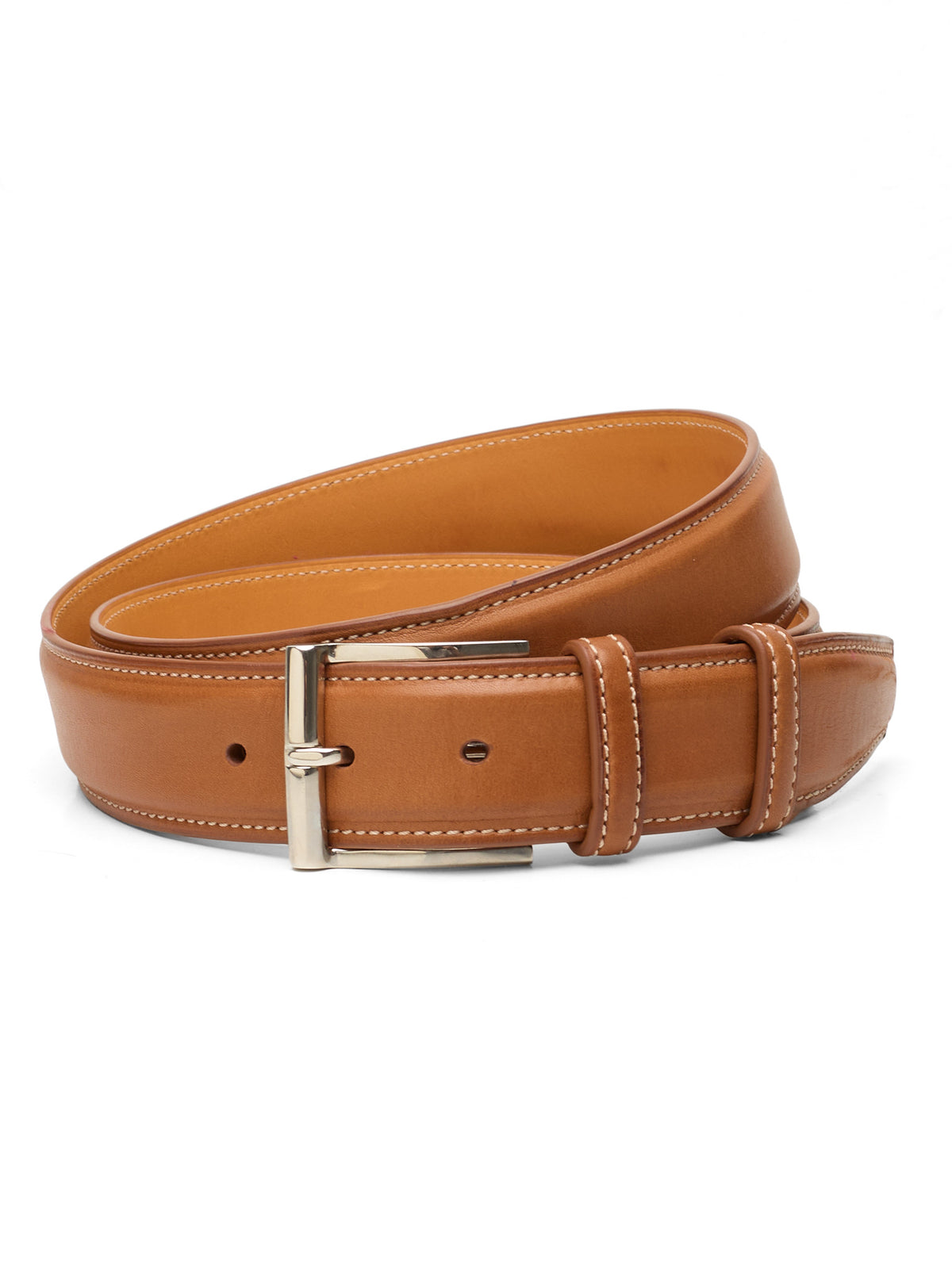 JOHN LOBB Cognac Brown Leather Silver-Tone Buckle Belt 90cm 36"