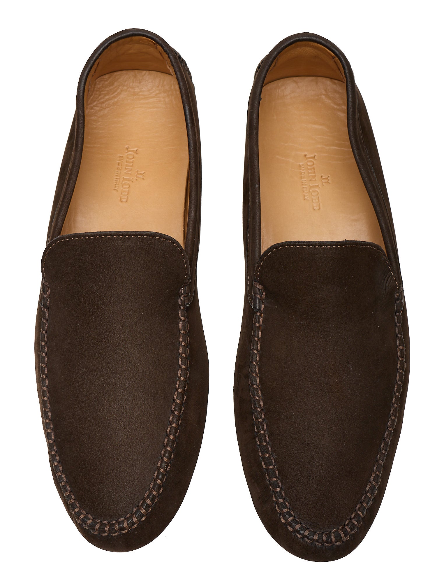 JOHN LOBB Dark Brown Suede Leather Driving Loafers Shoes
