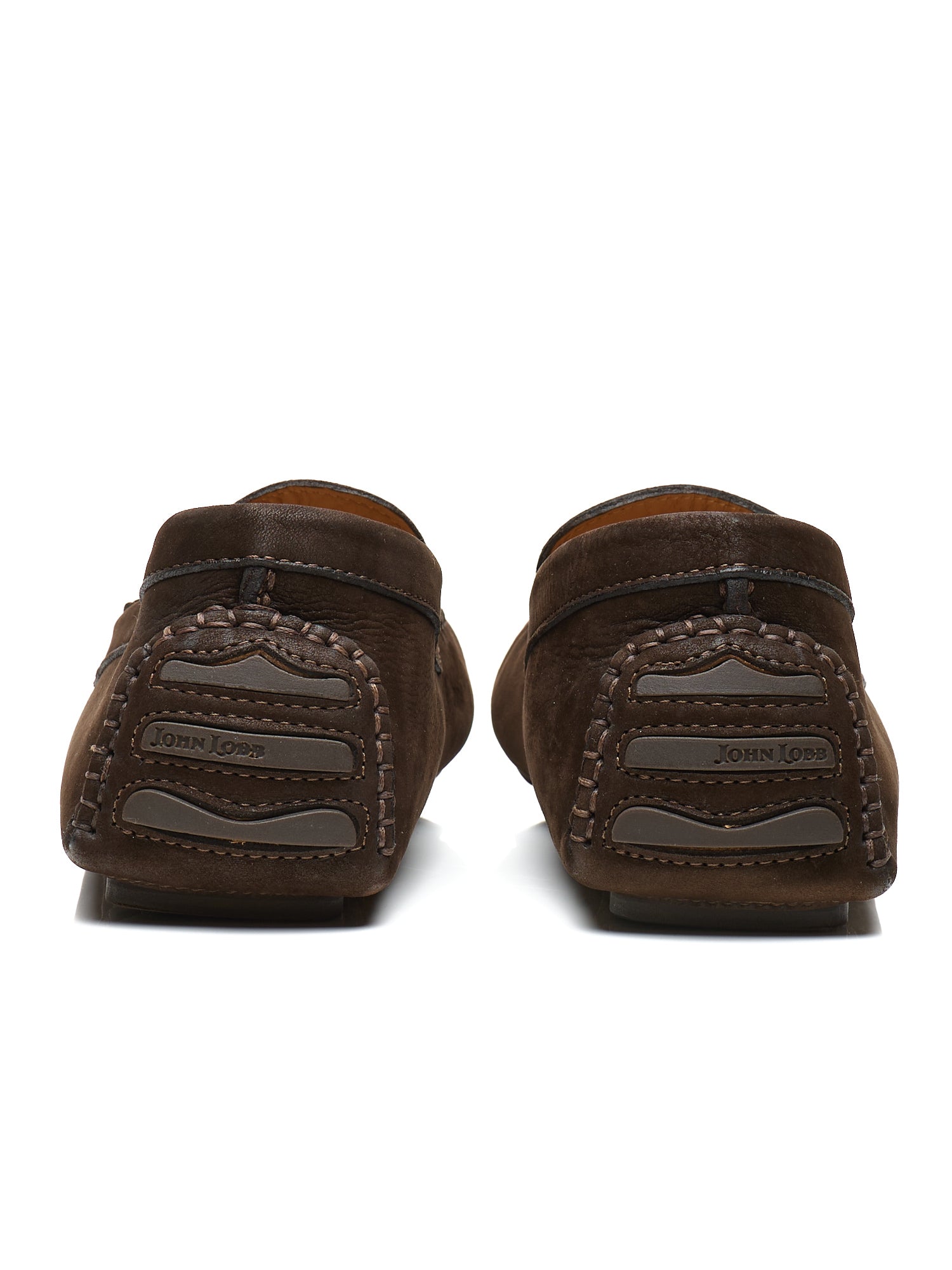 JOHN LOBB Dark Brown Suede Leather Driving Loafers Shoes