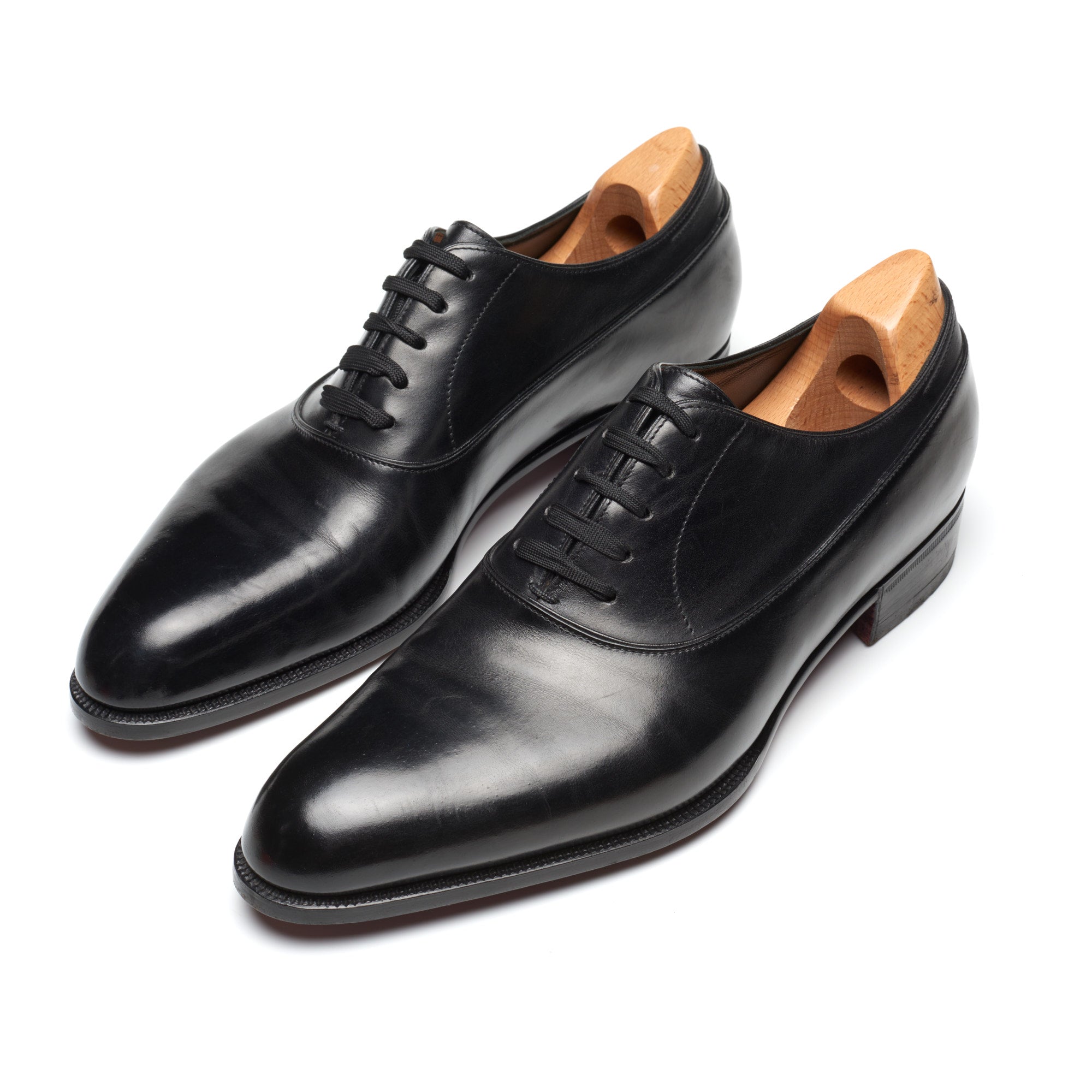 JOHN LOBB Paris Bespoke Black Calf Leather Balmoral Oxford Shoes UK 7.5 US 8.5 JOHN LOBB