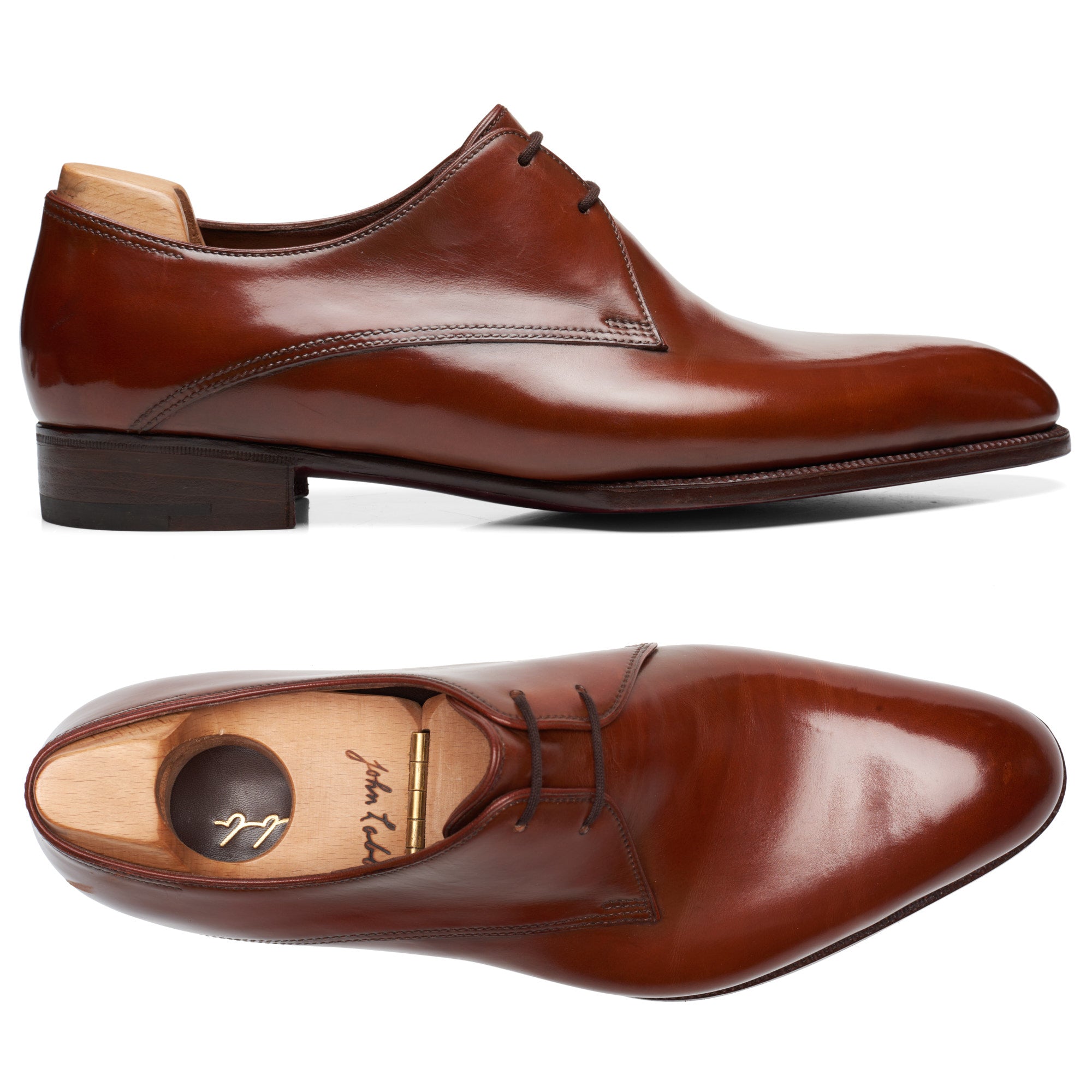 JOHN LOBB Paris Bespoke Brown Calf Leather 2 Eyelet Derby Shoes UK 7.5 US 8.5