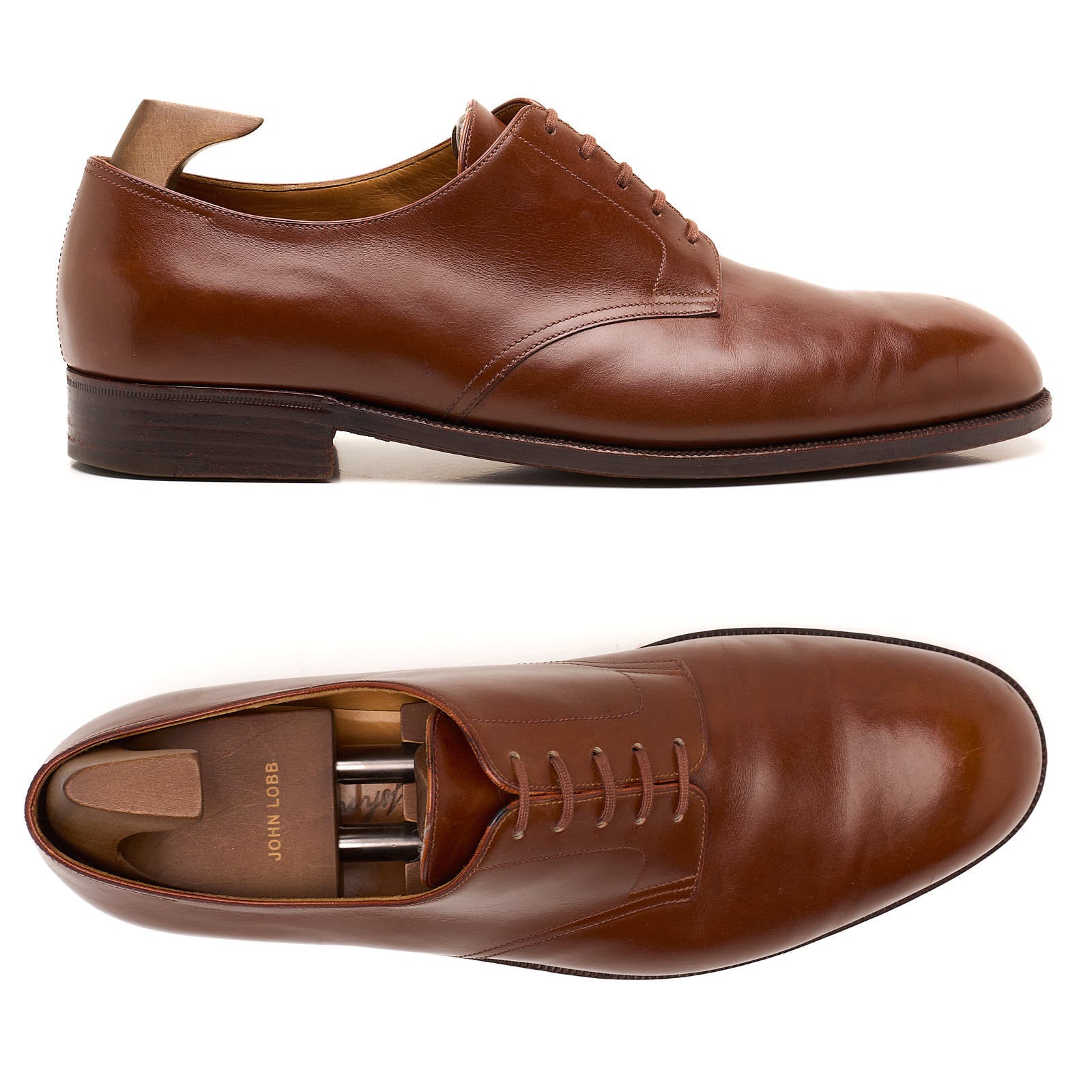 JOHN LOBB Paris Bespoke Brown Calf Leather 5 Eyelet Derby Shoes UK 11 US 12