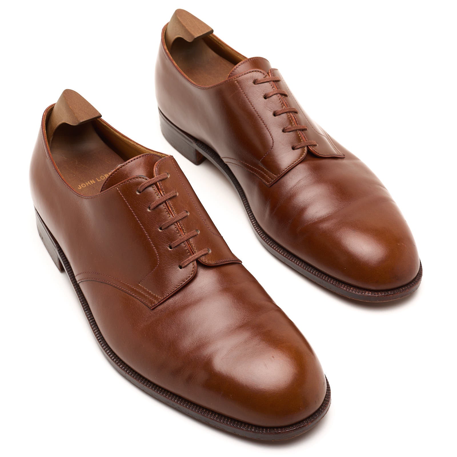 JOHN LOBB Paris Bespoke Brown Calf Leather 5 Eyelet Derby Shoes UK 11 US 12