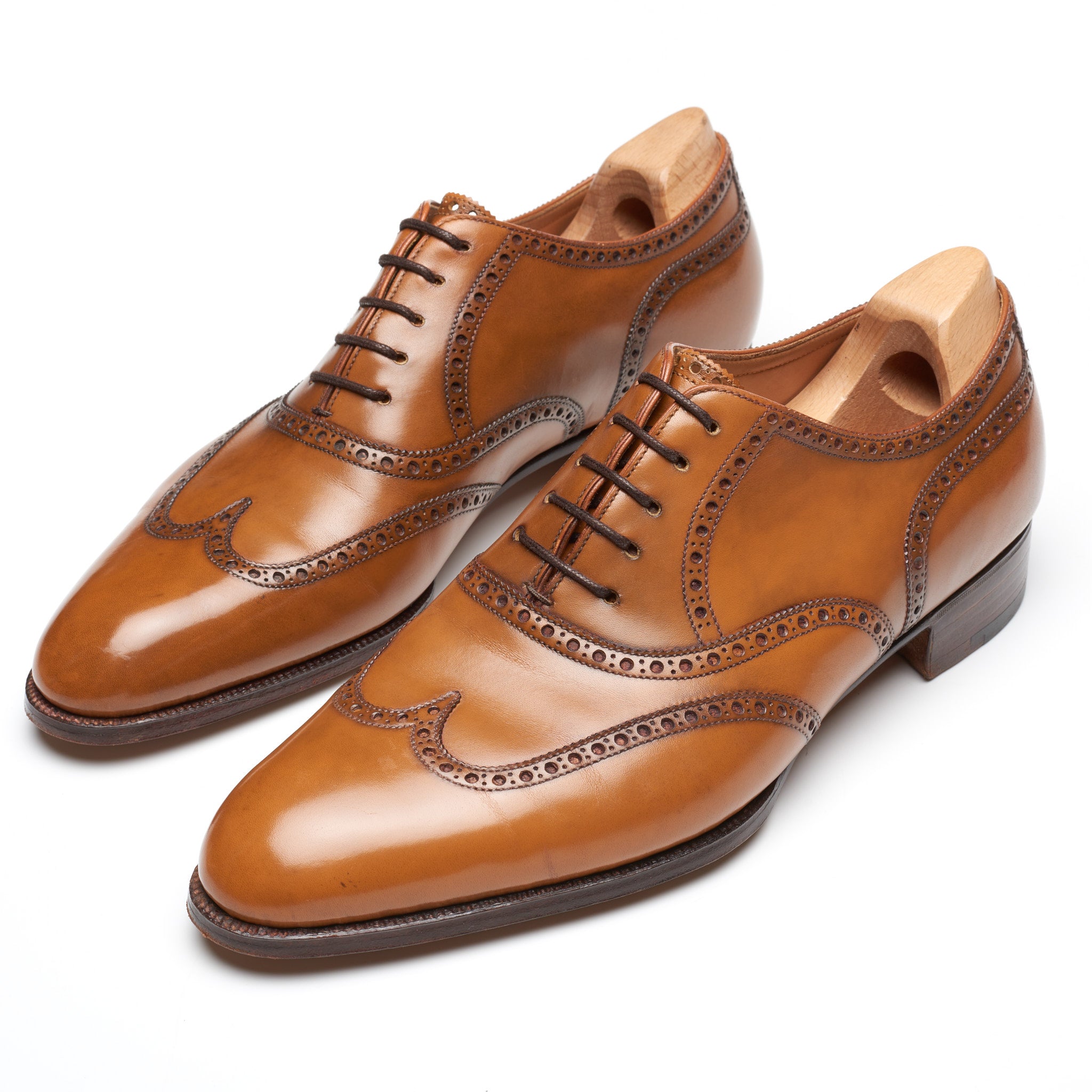 JOHN LOBB Paris Bespoke Cognac Calf Brogue Wingtip Oxford Shoes UK 7.5 US 8.5 JOHN LOBB