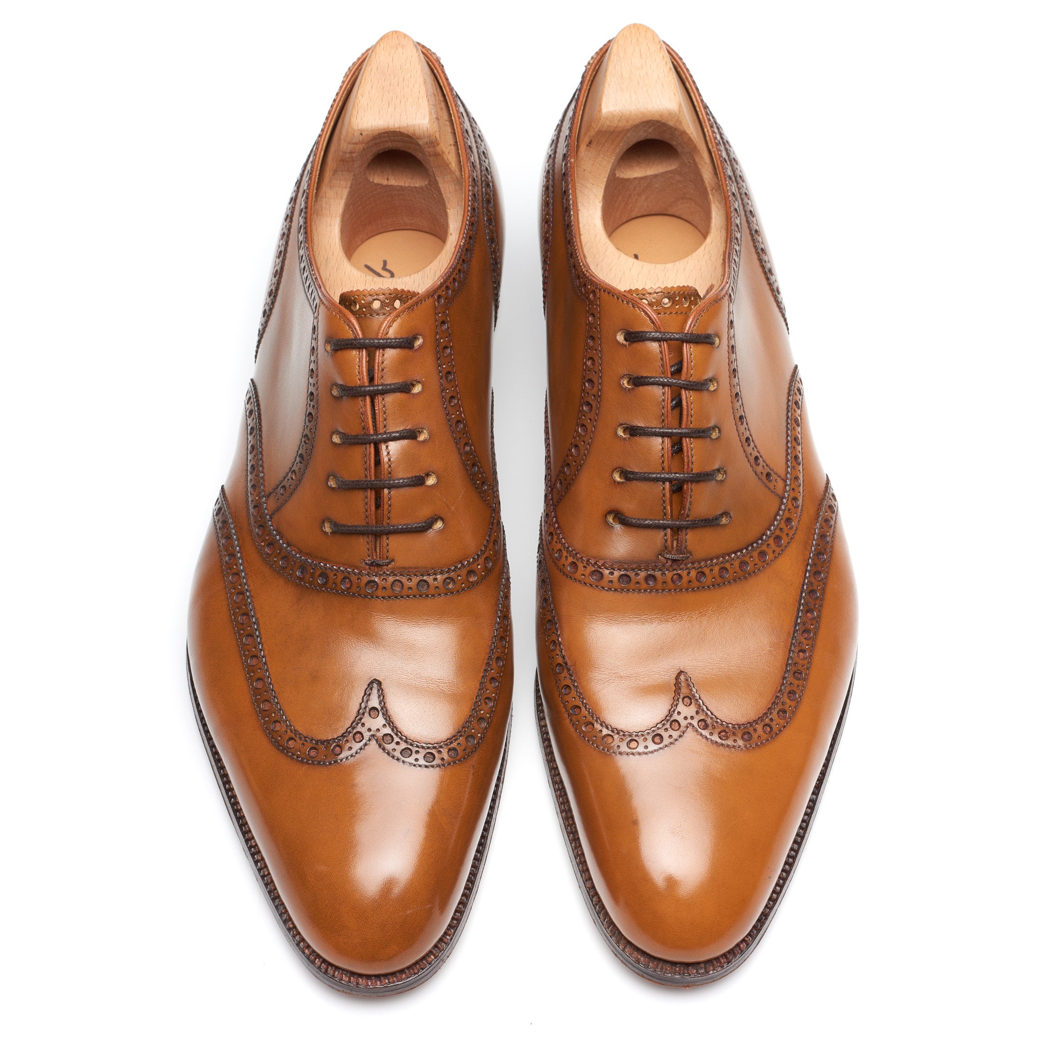 JOHN LOBB Paris Bespoke Cognac Calf Brogue Wingtip Oxford Shoes UK 7.5 US 8.5