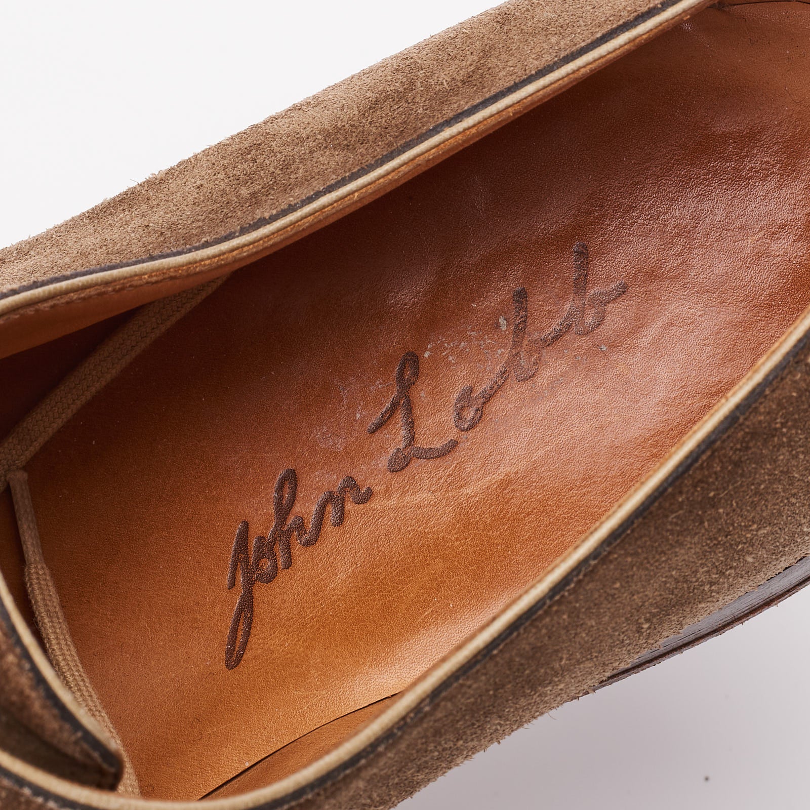JOHN LOBB Paris Bespoke Olive Suede Calf Leather 5 Eyelet Derby Shoes UK 10 US 11 JOHN LOBB