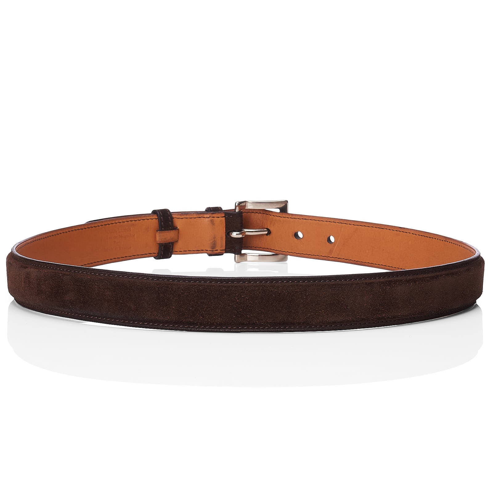 JOHN LOBB Paris Handmade Brown Suede Leather Belt 85cm 34"