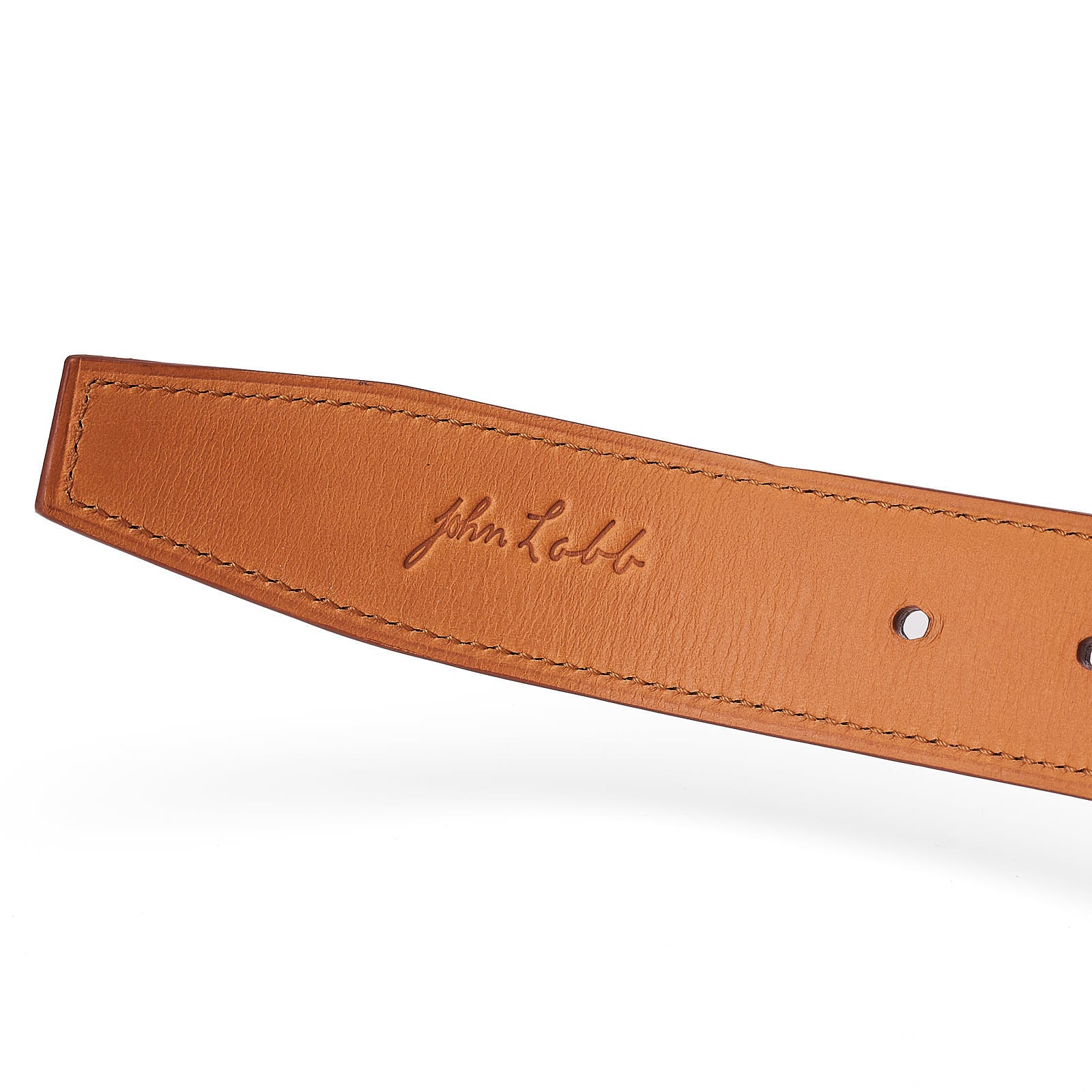 JOHN LOBB Paris Bespoke Handmade Cognac Calfskin Leather Belt 85cm 34"