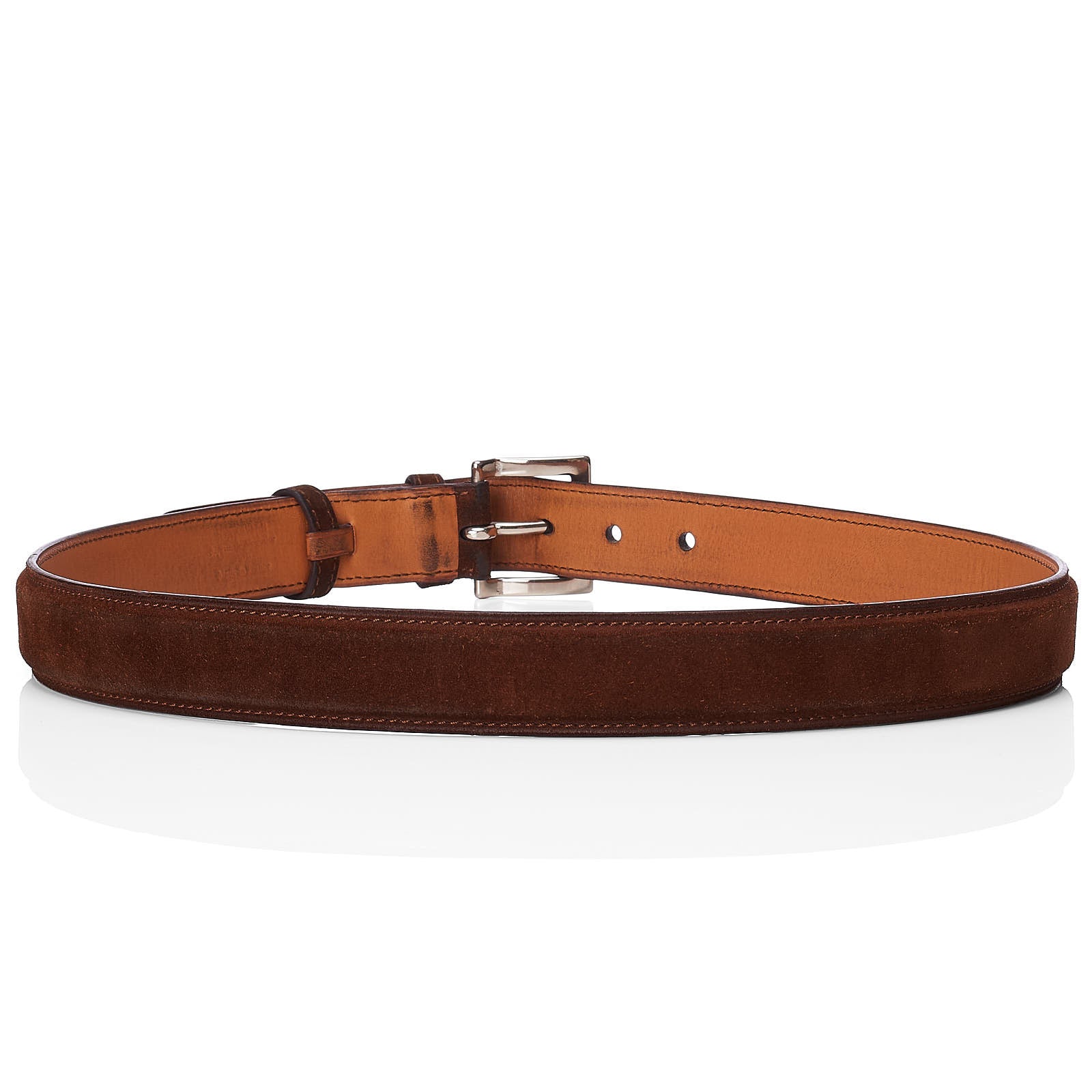 JOHN LOBB Paris Bespoke Handmade Dark Brown Suede Leather Belt 85cm 34"