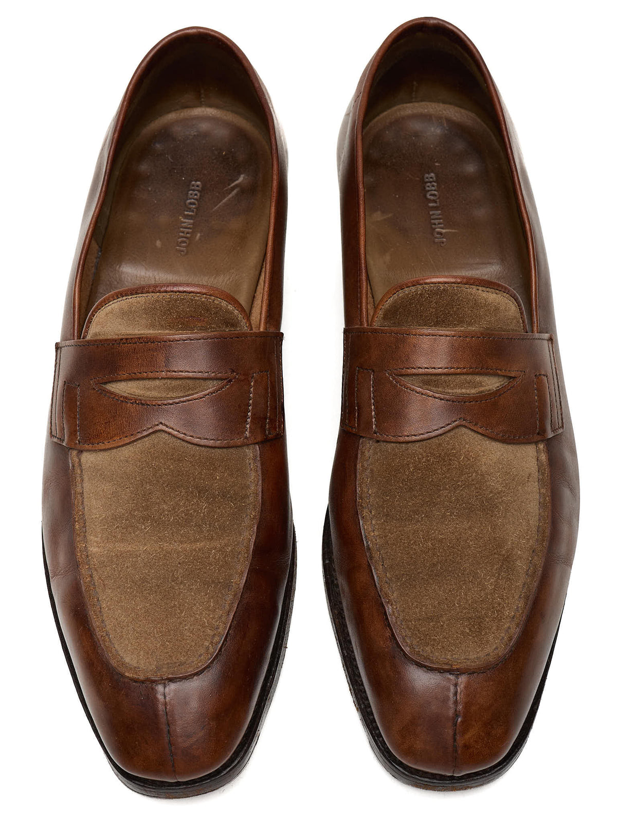 JOHN LOBB "Ashley" Brown Leather Penny Loafers