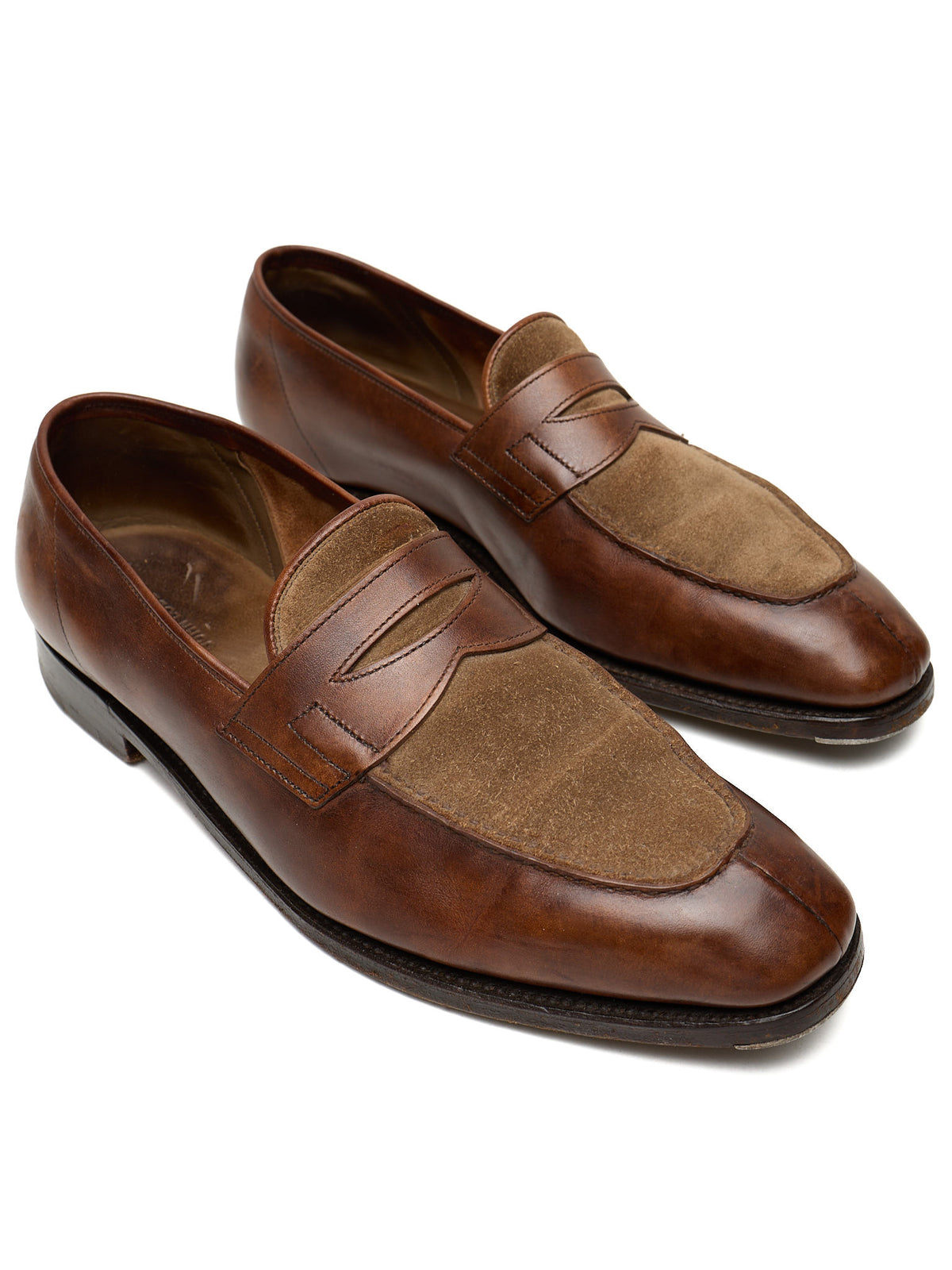JOHN LOBB "Ashley" Brown Leather Penny Loafers