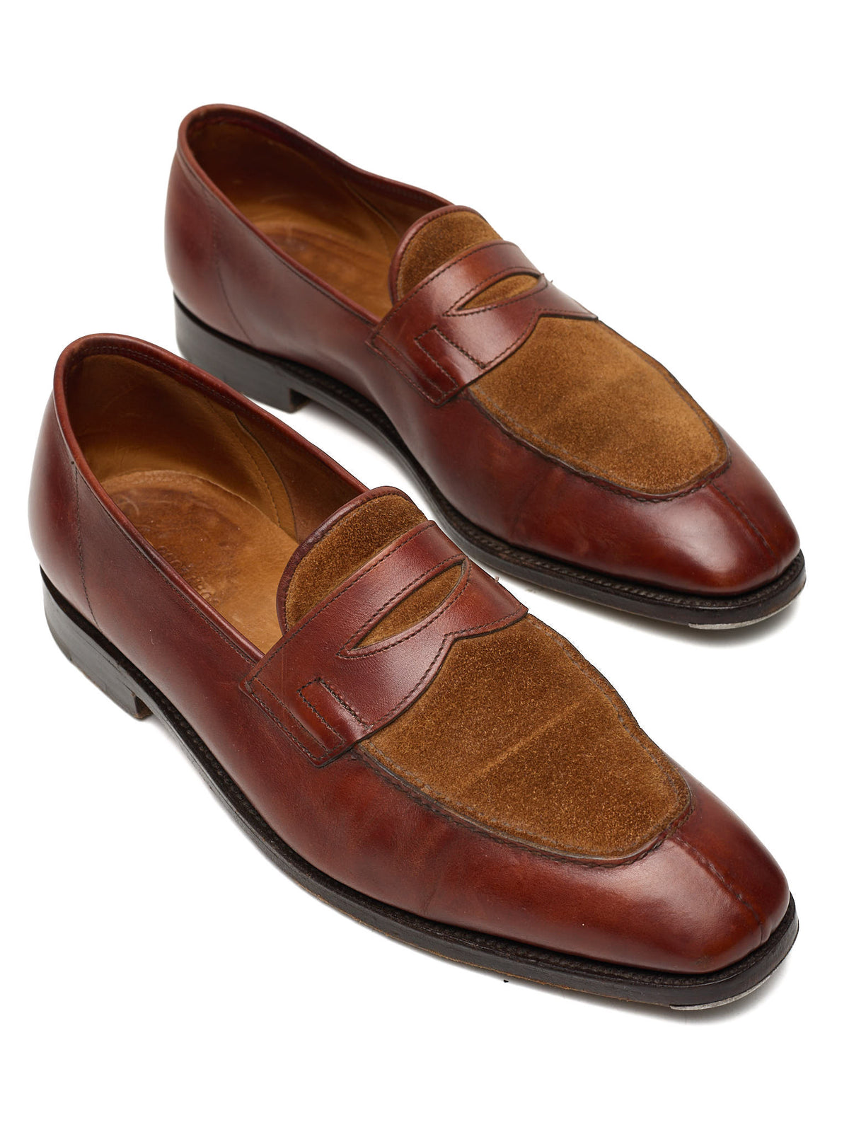 JOHN LOBB "Ashley" Cognac Brown Leather Penny Loafers