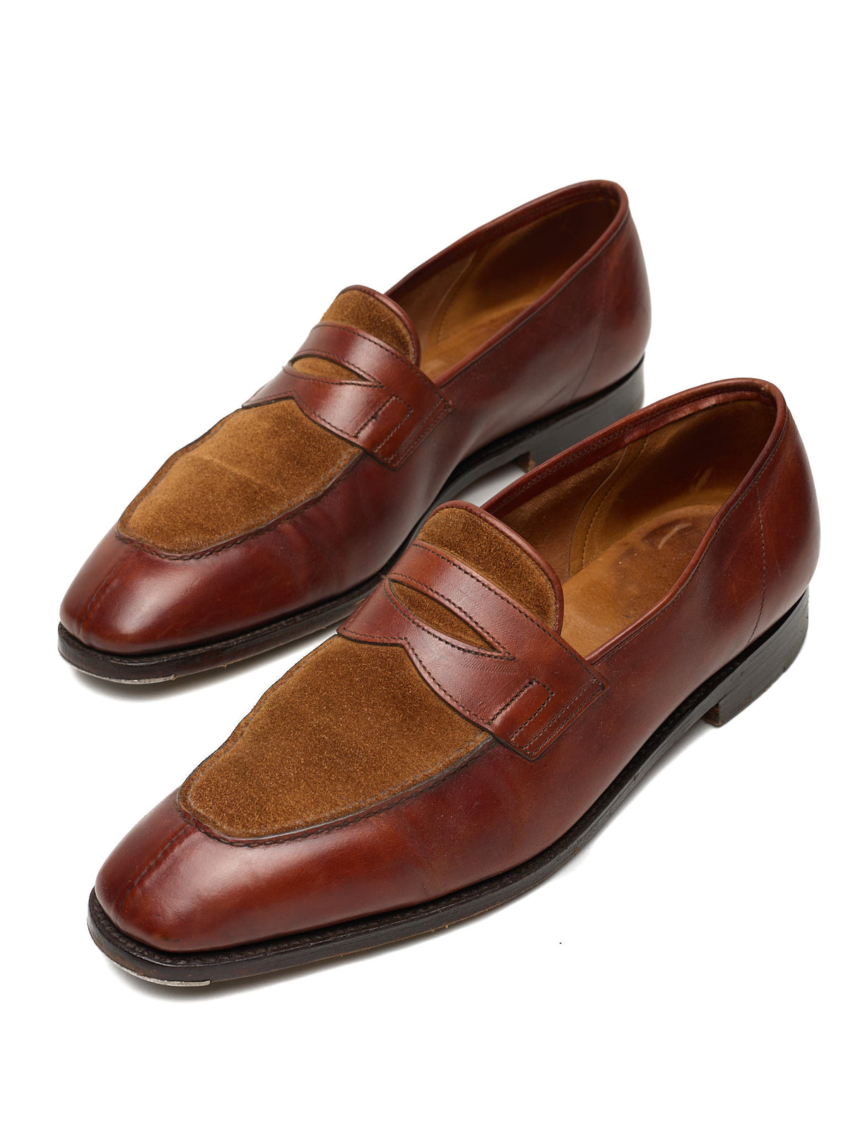 JOHN LOBB "Ashley" Cognac Brown Leather Penny Loafers