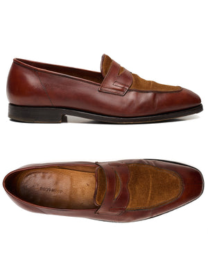 JOHN LOBB "Ashley" Cognac Brown Leather Penny Loafers