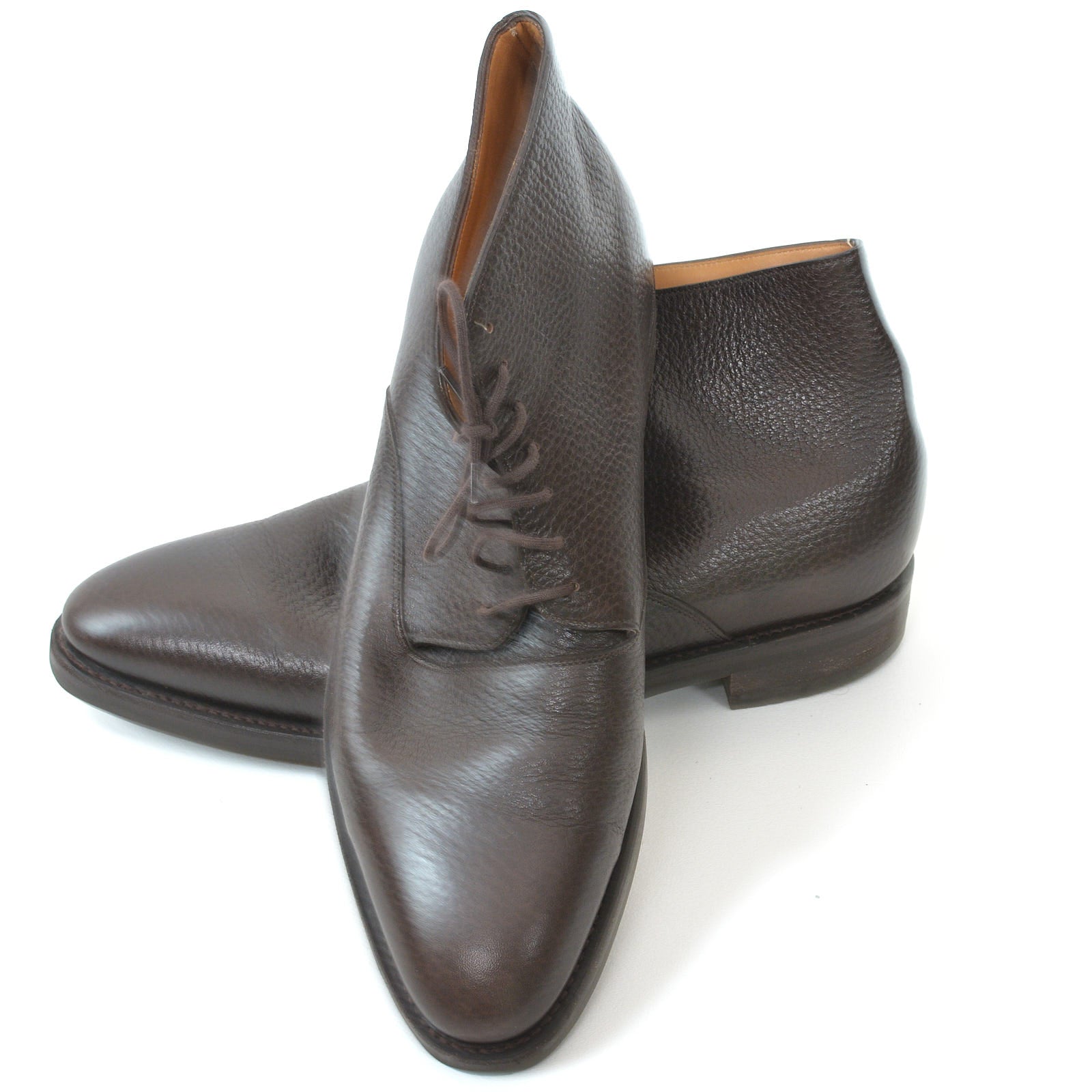 JOHN LOBB "Fern" Brown Grain Calf Leather Derby Boots Shoes UK 8.5E US 9.5 Last 7000 JOHN LOBB