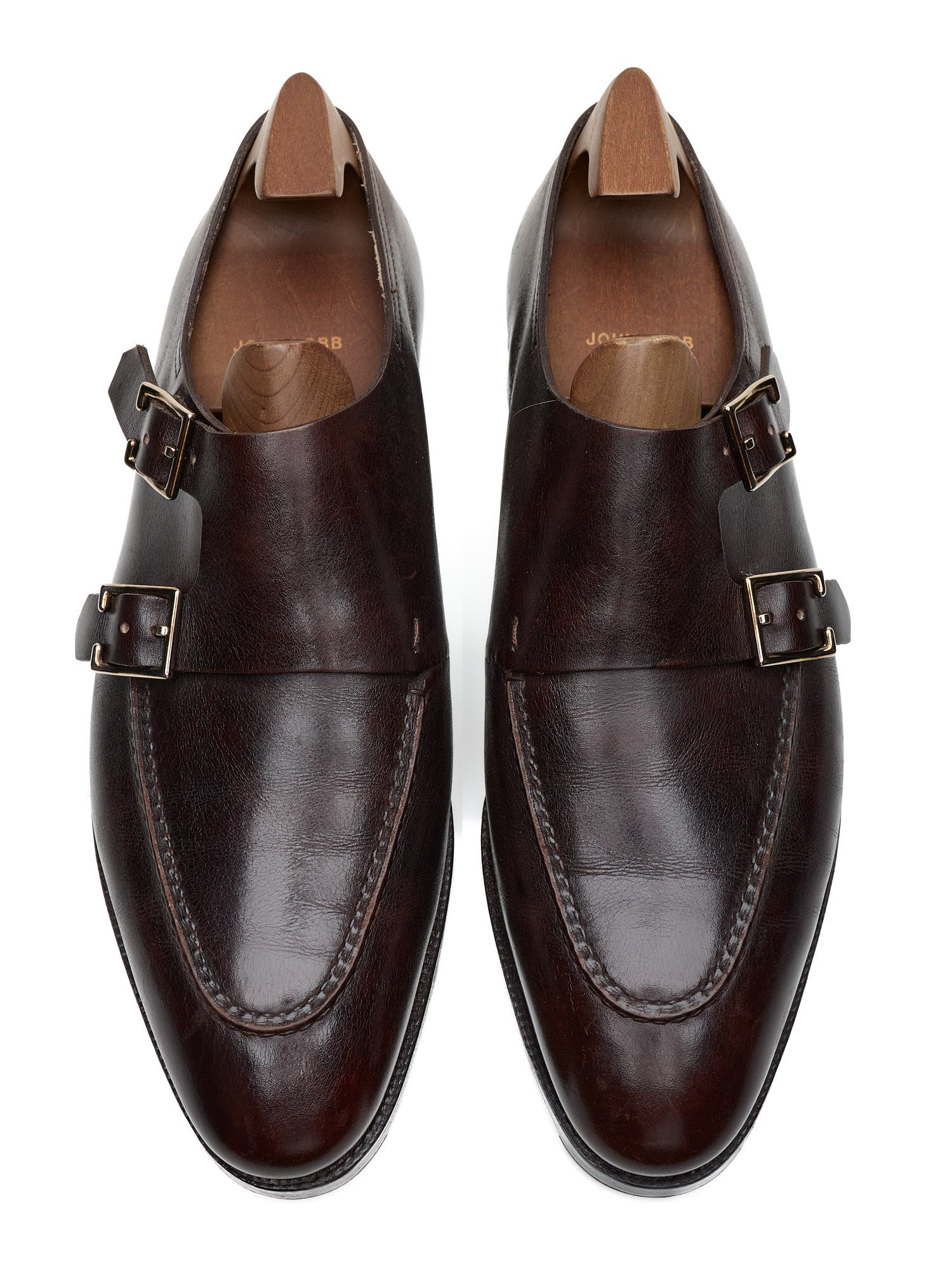 JOHN LOBB "Hayes" Dark Brown Leather Double Monk Apron Shoes
